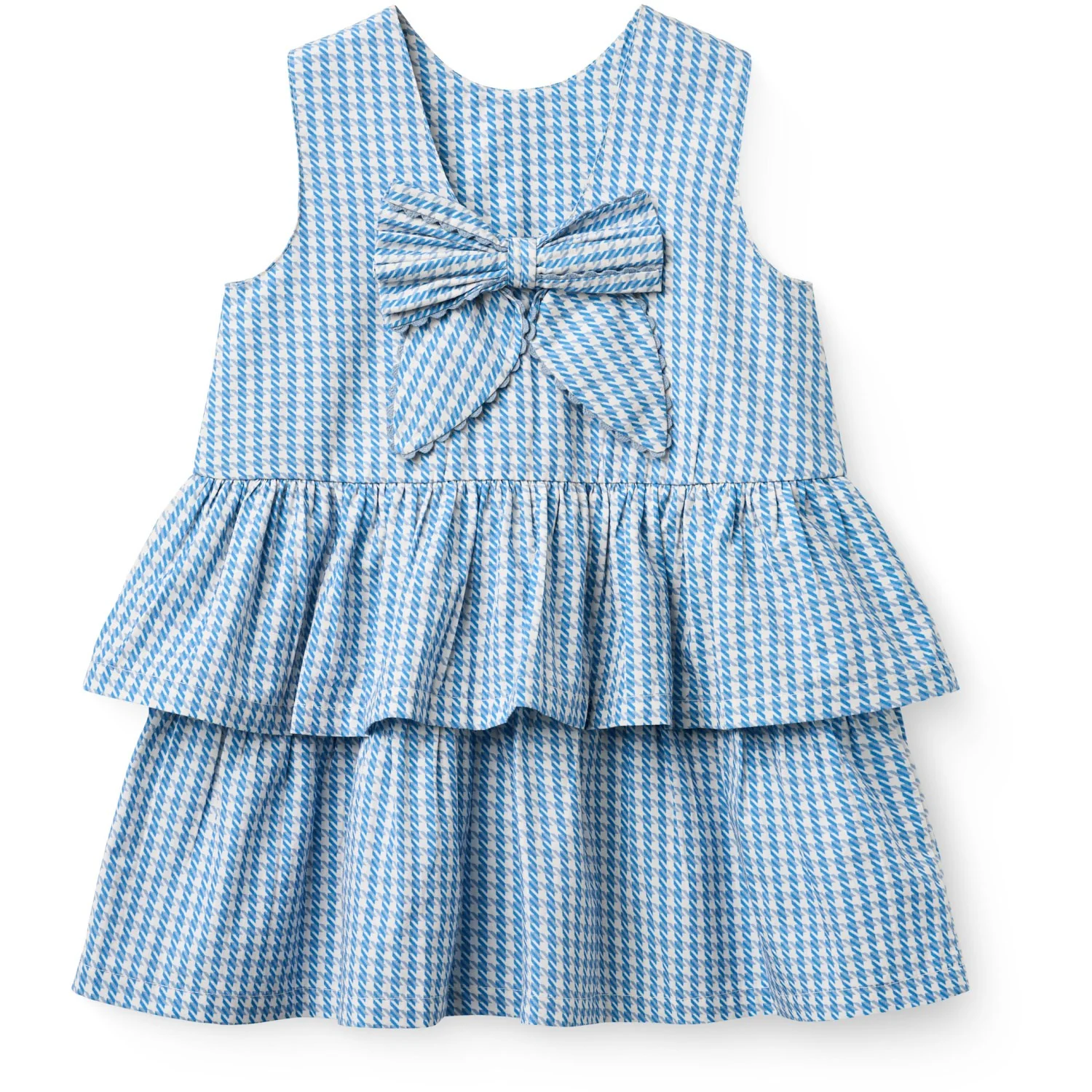 COPENHAGEN COLORS Blue Houndstooth Mini Houndstooth Dress W. Bow - Image 10