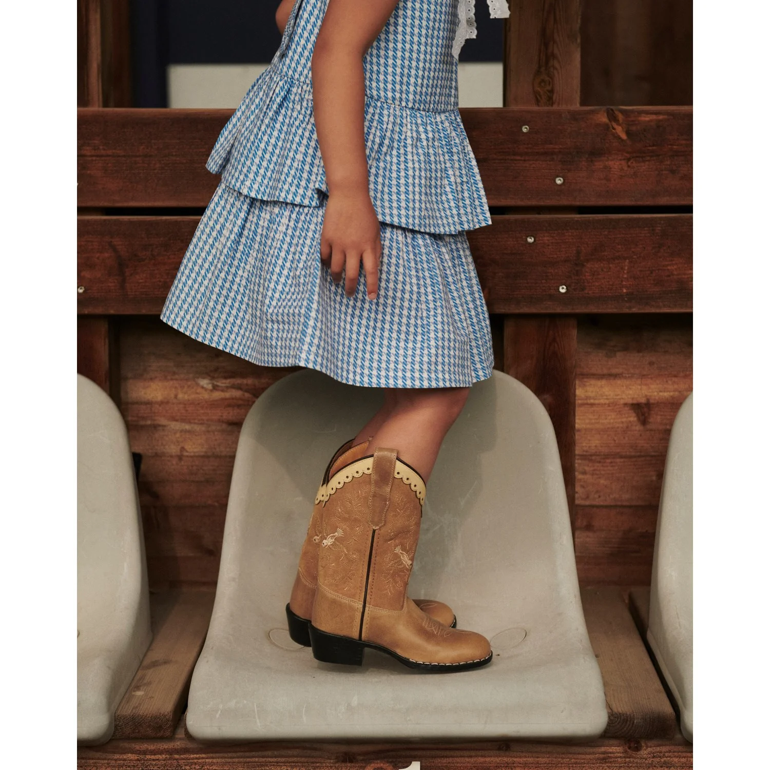 COPENHAGEN COLORS Blue Houndstooth Mini Houndstooth Dress W. Bow - Image 7