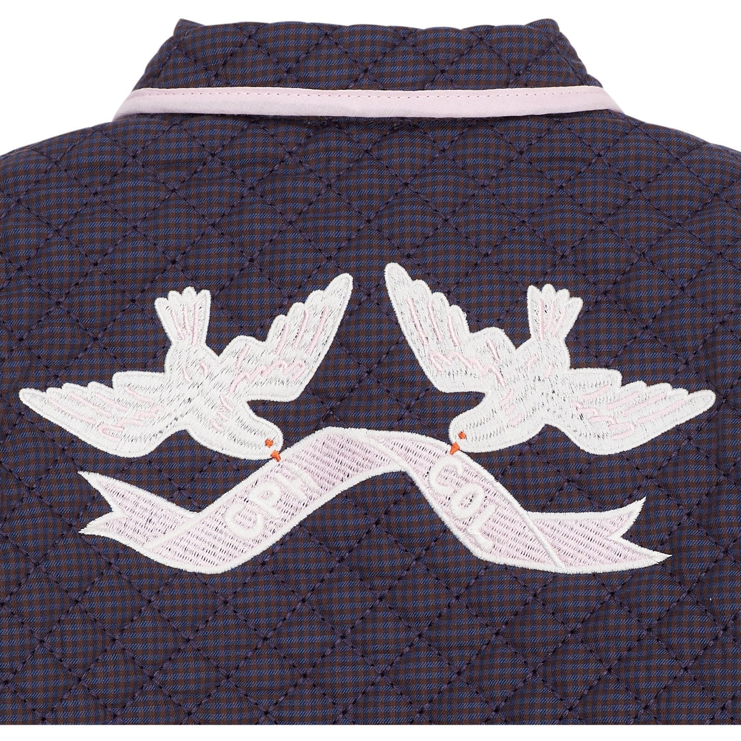 COPENHAGEN COLORS Brown/Blue Check Comb. Checkered Quilted Jacket W. Embroidery - Image 8