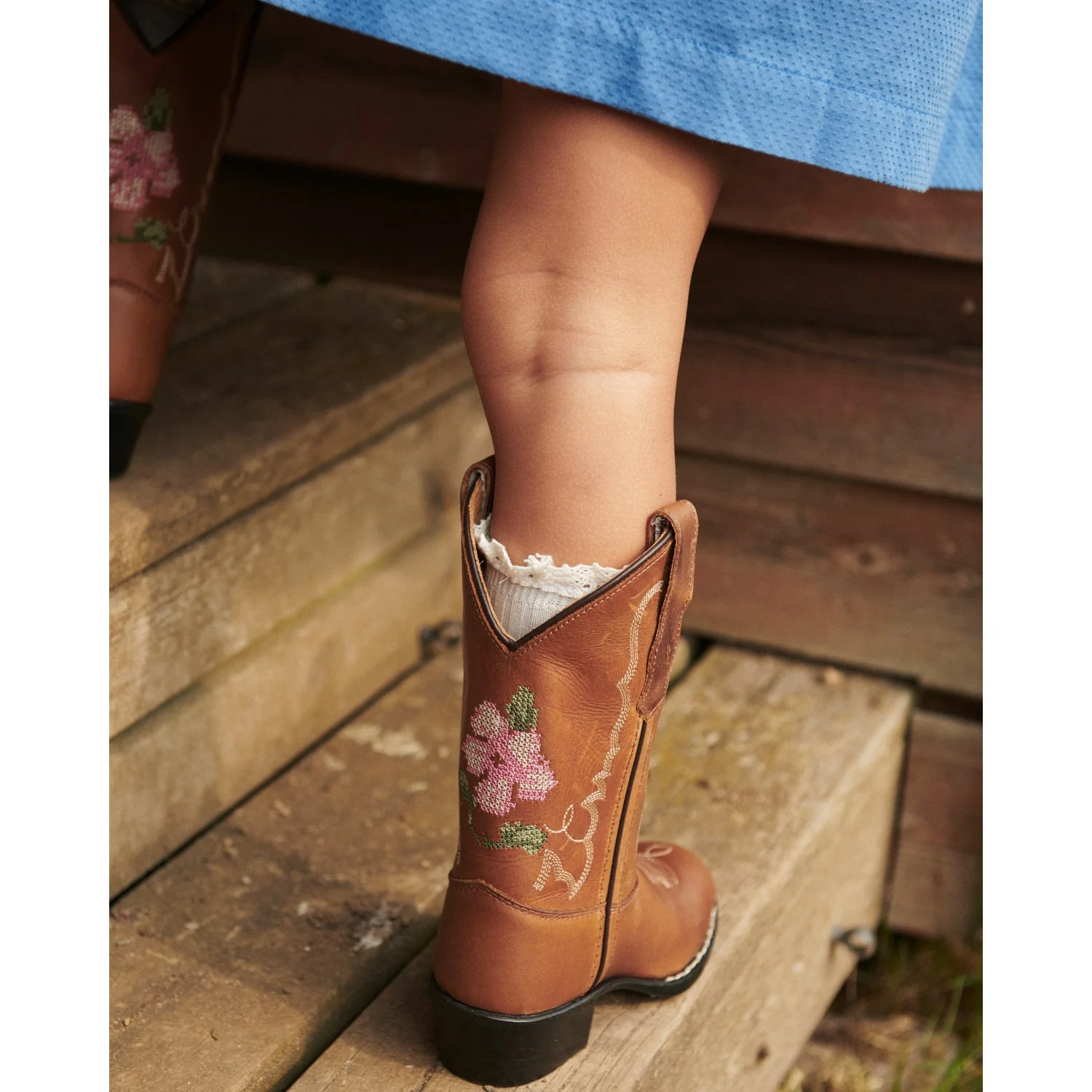 COPENHAGEN COLORS Cognac Leather Limited Cowboy Boot High - Brown Flower - Image 3