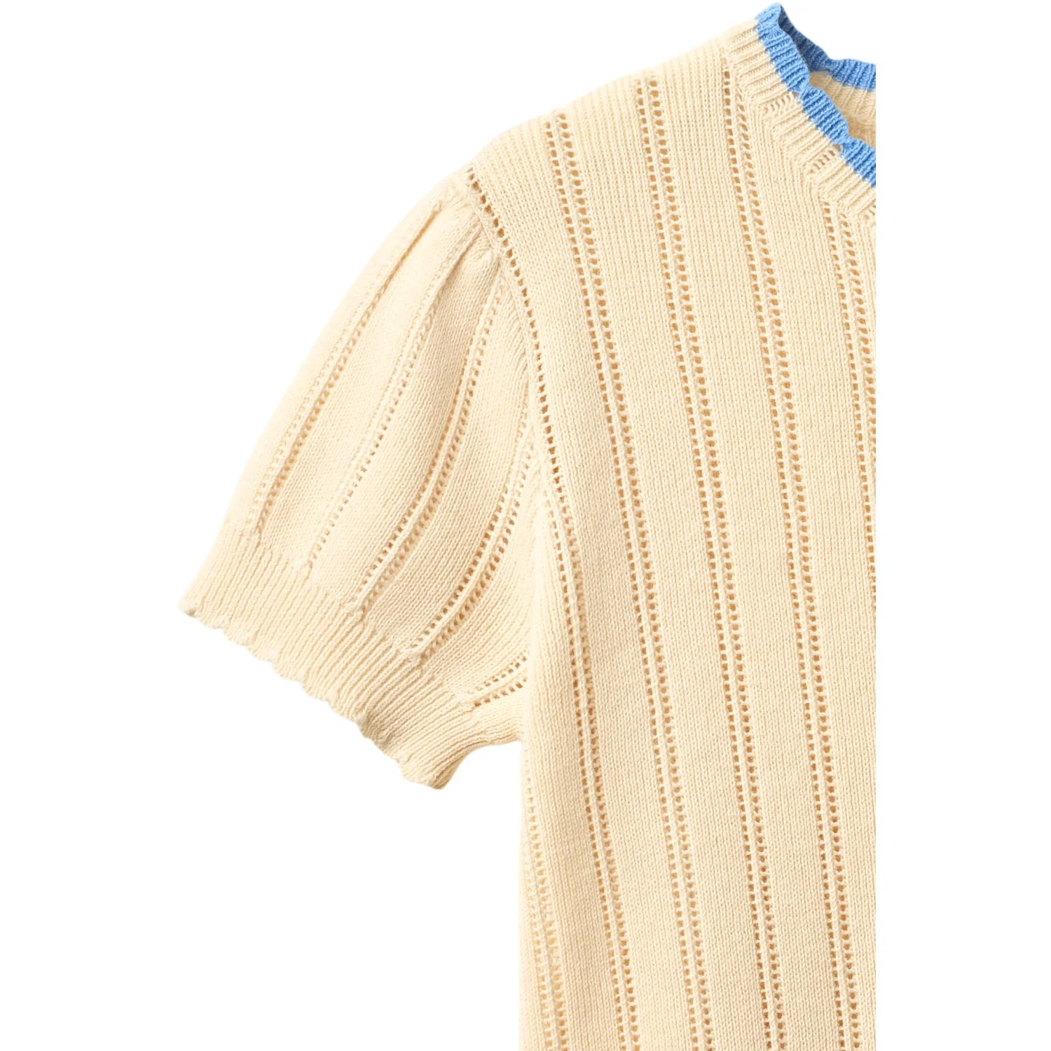 COPENHAGEN COLORS Cream Knitted Pointelle Ss Blouse - Image 2