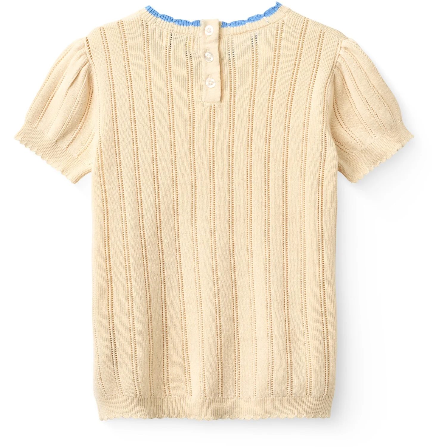 COPENHAGEN COLORS Cream Knitted Pointelle Ss Blouse - Image 3