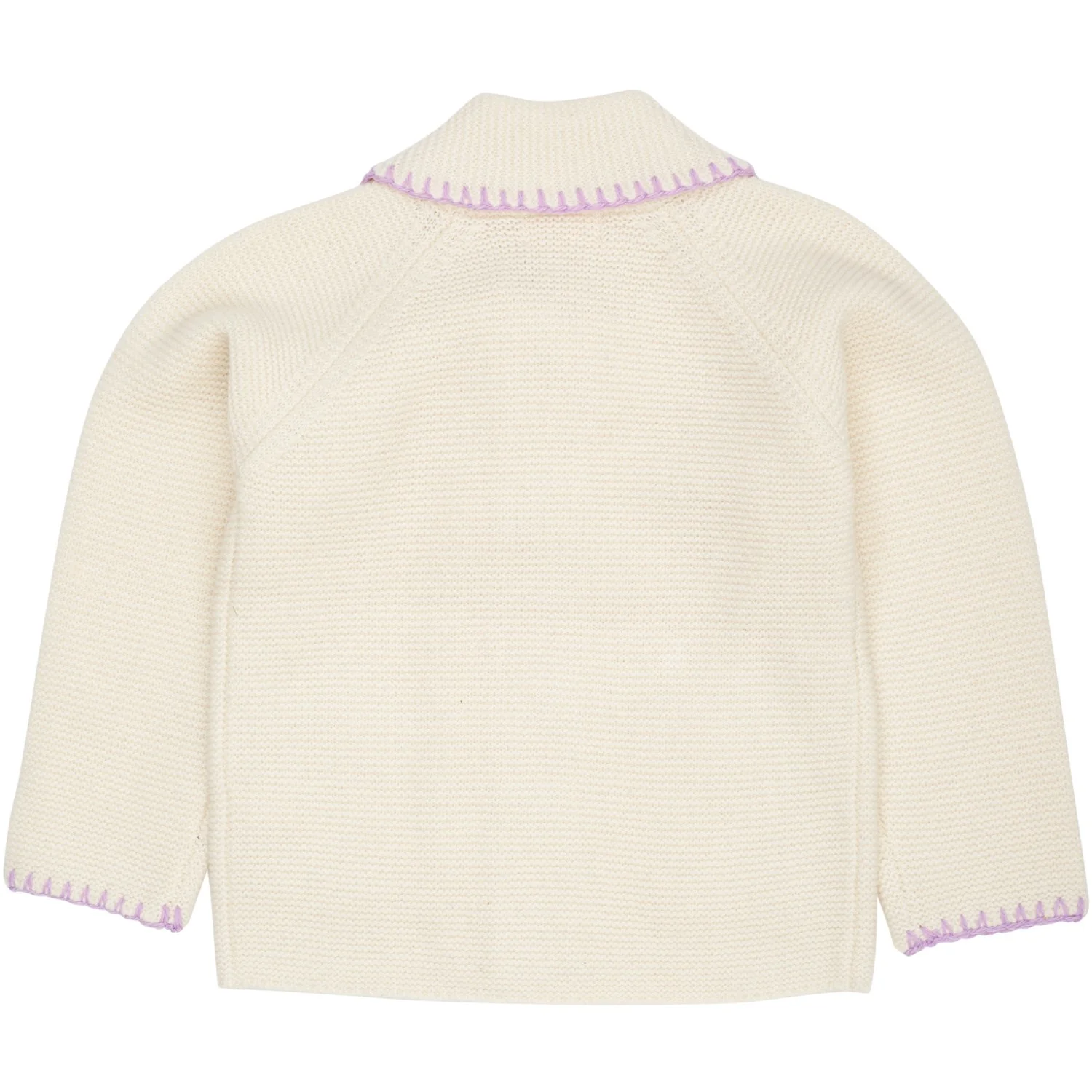 COPENHAGEN COLORS Cream/Lavender Comb Lambswool Cardigan W. Collar - Image 5