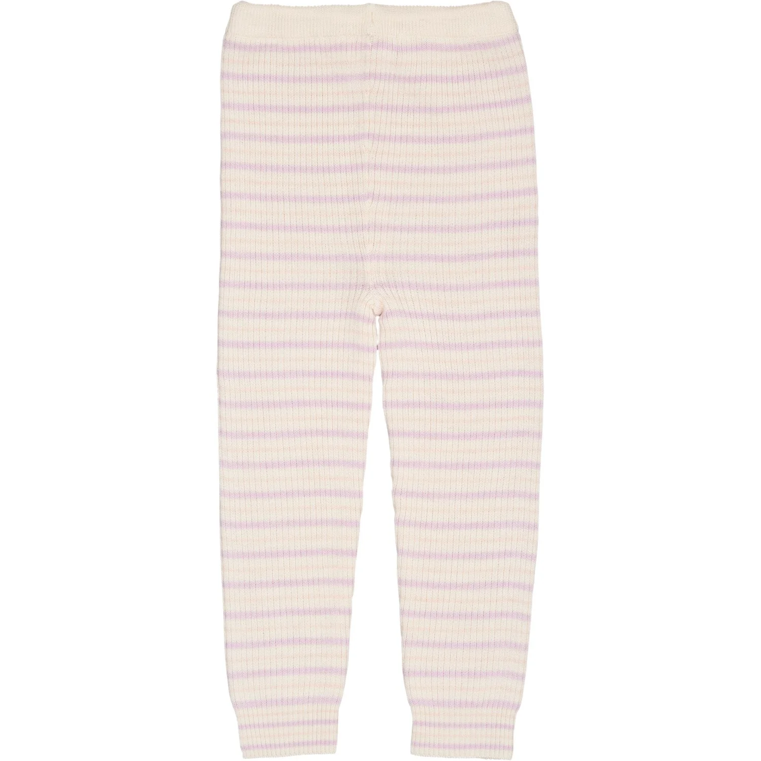 COPENHAGEN COLORS Cream/Lavender/Dusty Rose Combi Merino Classic Rib Leggings W. Drawstrings - Image 2