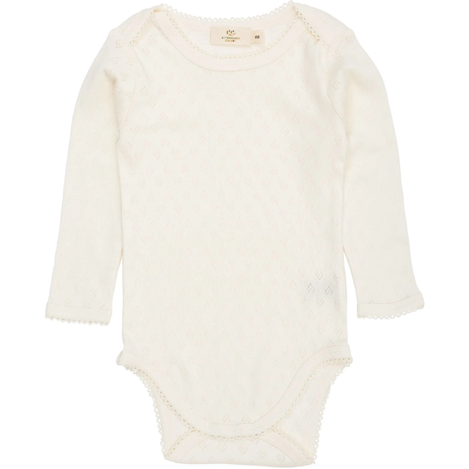 COPENHAGEN COLORS Cream Pointelle Heart Lapneck Body Ls - Image 3