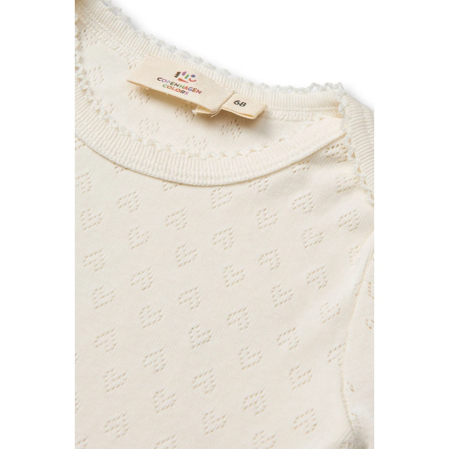 COPENHAGEN COLORS Cream Pointelle Heart Lapneck Body Ss - Image 2