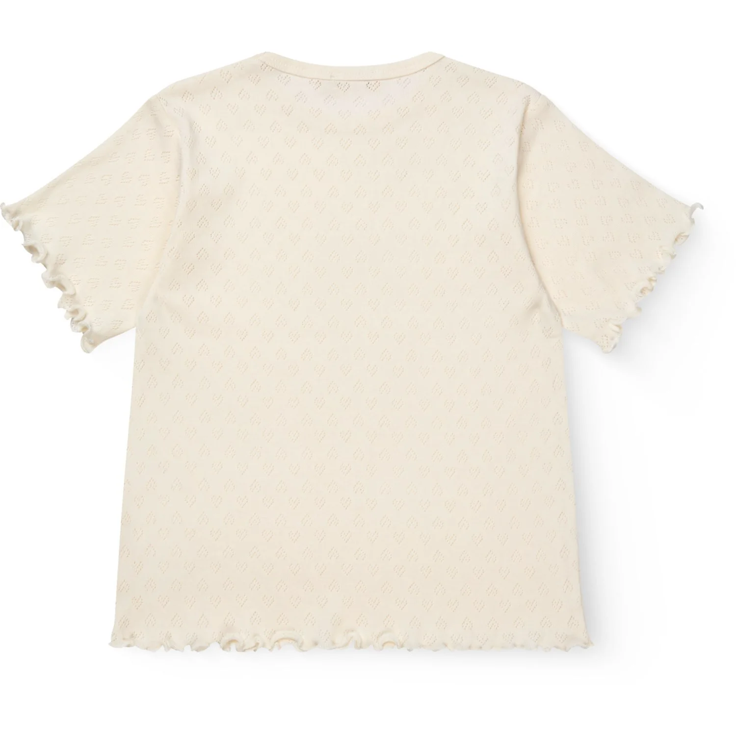 COPENHAGEN COLORS Cream Pointelle Heart T-Shirt - Image 5