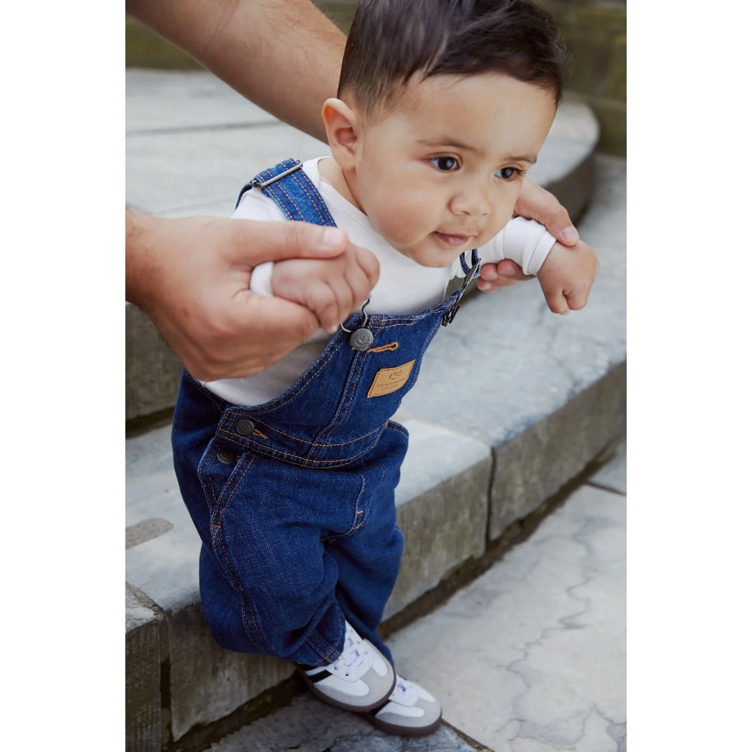 Copenhagen Colors Dark Indigo Blue Washed Organic Baby Overalls - Image 2