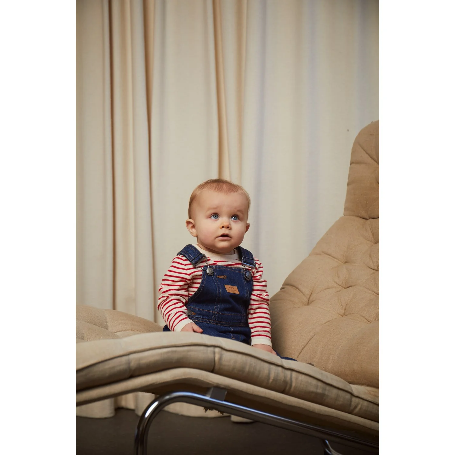 Copenhagen Colors Dark Indigo Blue Washed Organic Baby Overalls - Image 5