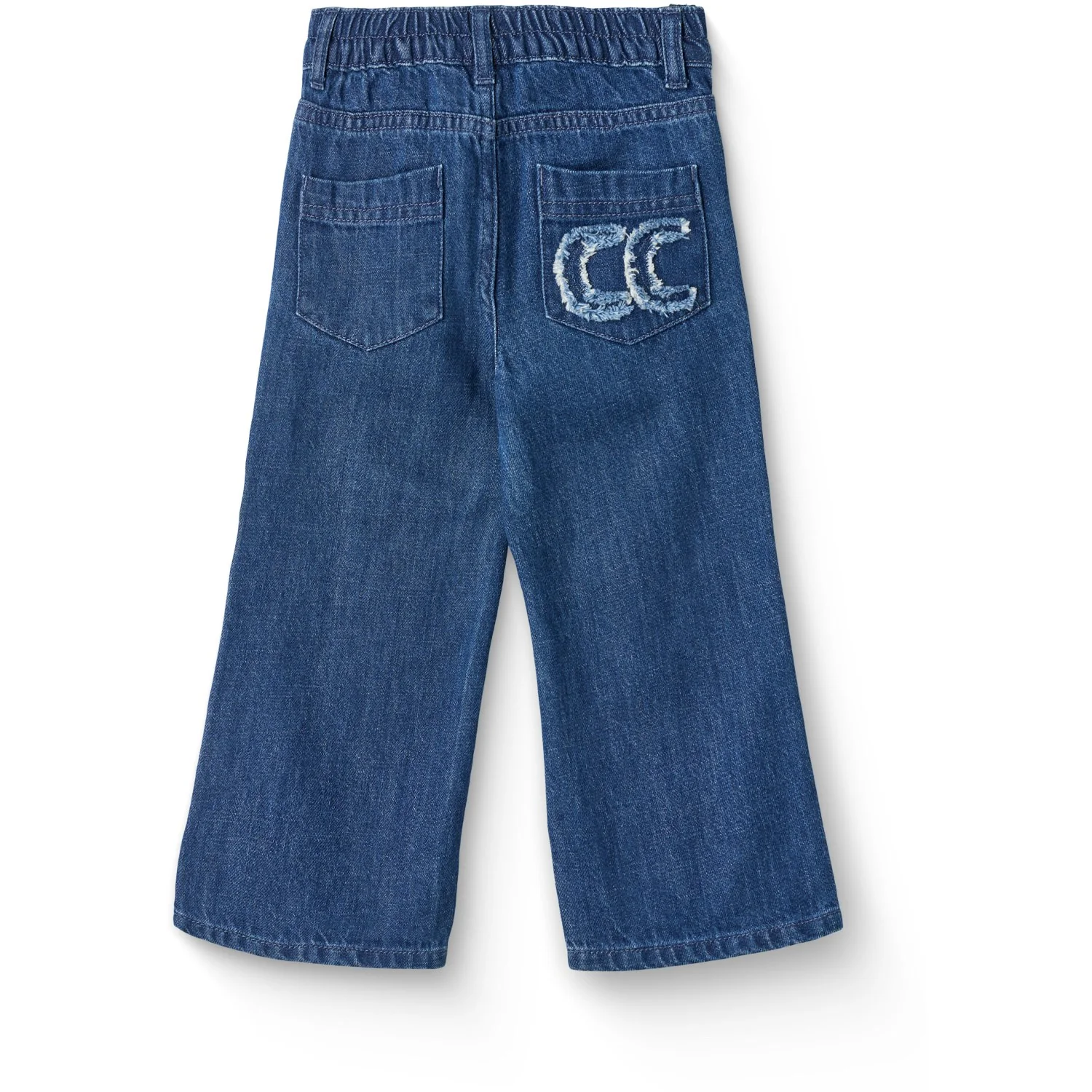 COPENHAGEN COLORS Dark Indigo Blue Washed Organic Denim Pants W. Pocket Embroidery & Wide Leg - Image 7