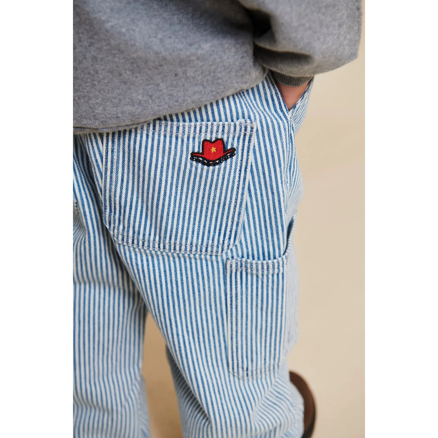 COPENHAGEN COLORS Denim Blue Stripe Y/D Stripe Twill Cargo Pants W. Adj. Waist - Image 5