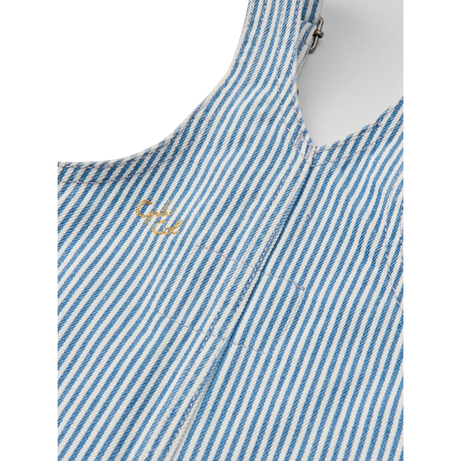 COPENHAGEN COLORS Denim Blue Stripe Y/D Twill Baby Overalls - Image 2