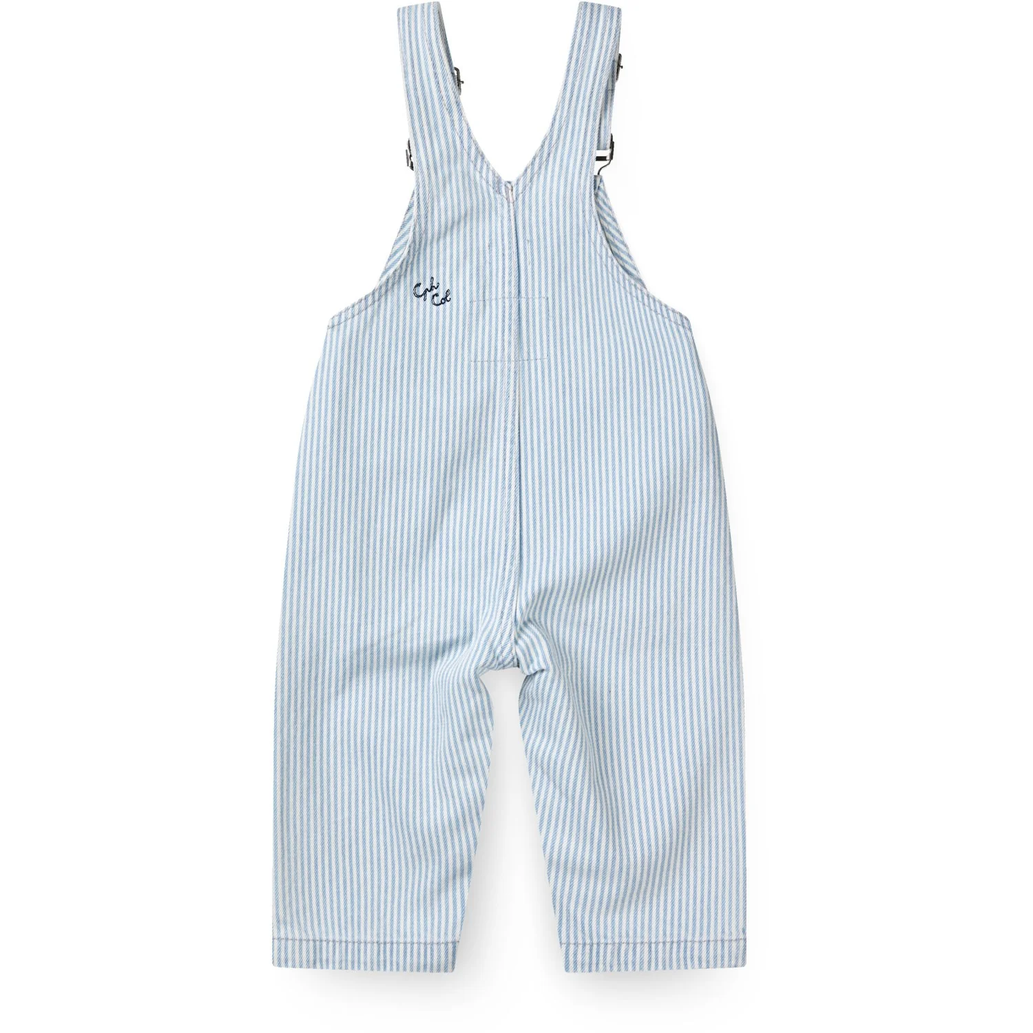 COPENHAGEN COLORS Denim Lt. Blue Stripe Y/D Twill Baby Overalls - Image 3