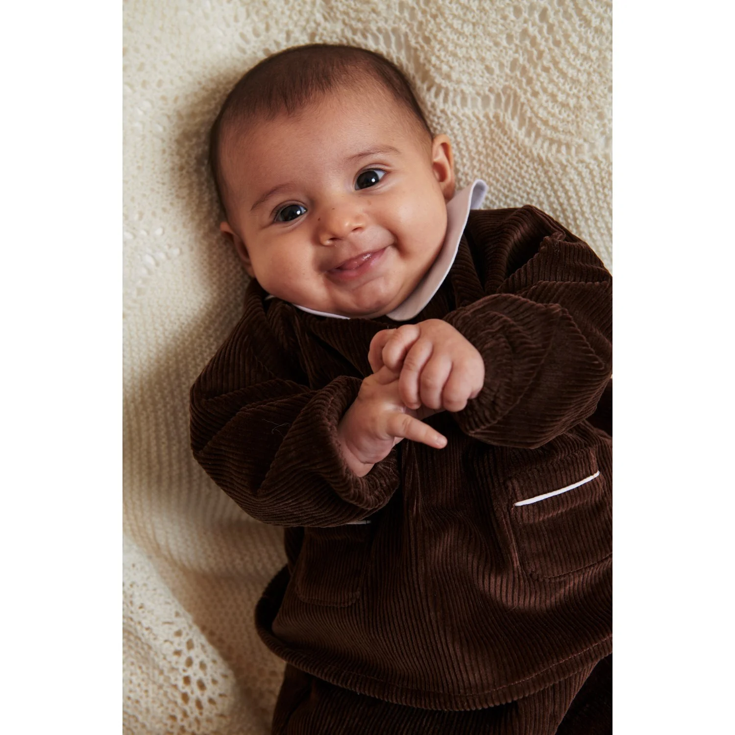 COPENHAGEN COLORS Dk.Brown Comb. Corduroy Baby Set W. Collar - Image 2