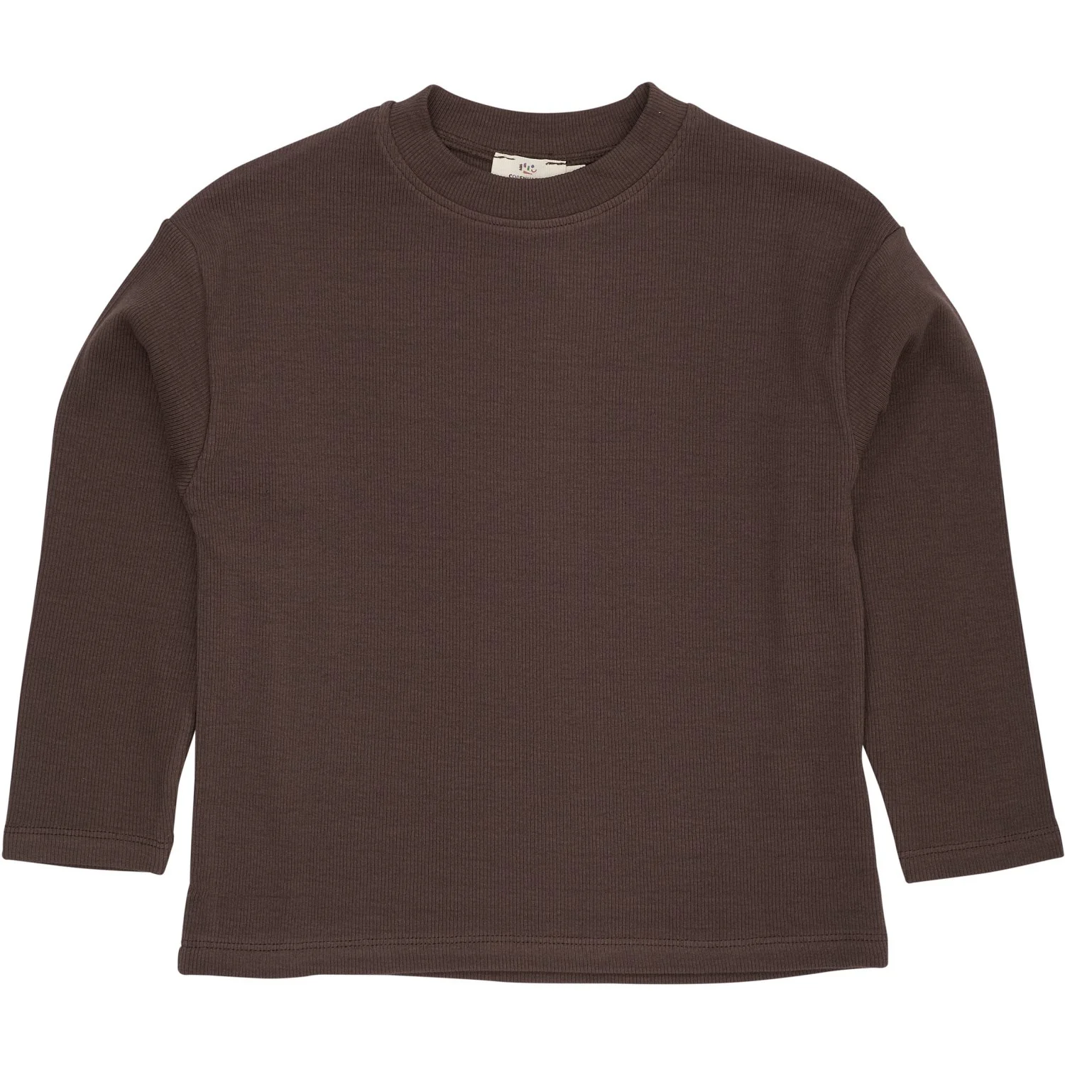 COPENHAGEN COLORS Dk Brown Modal Rib Ls Blouse W. Drop Shoulder