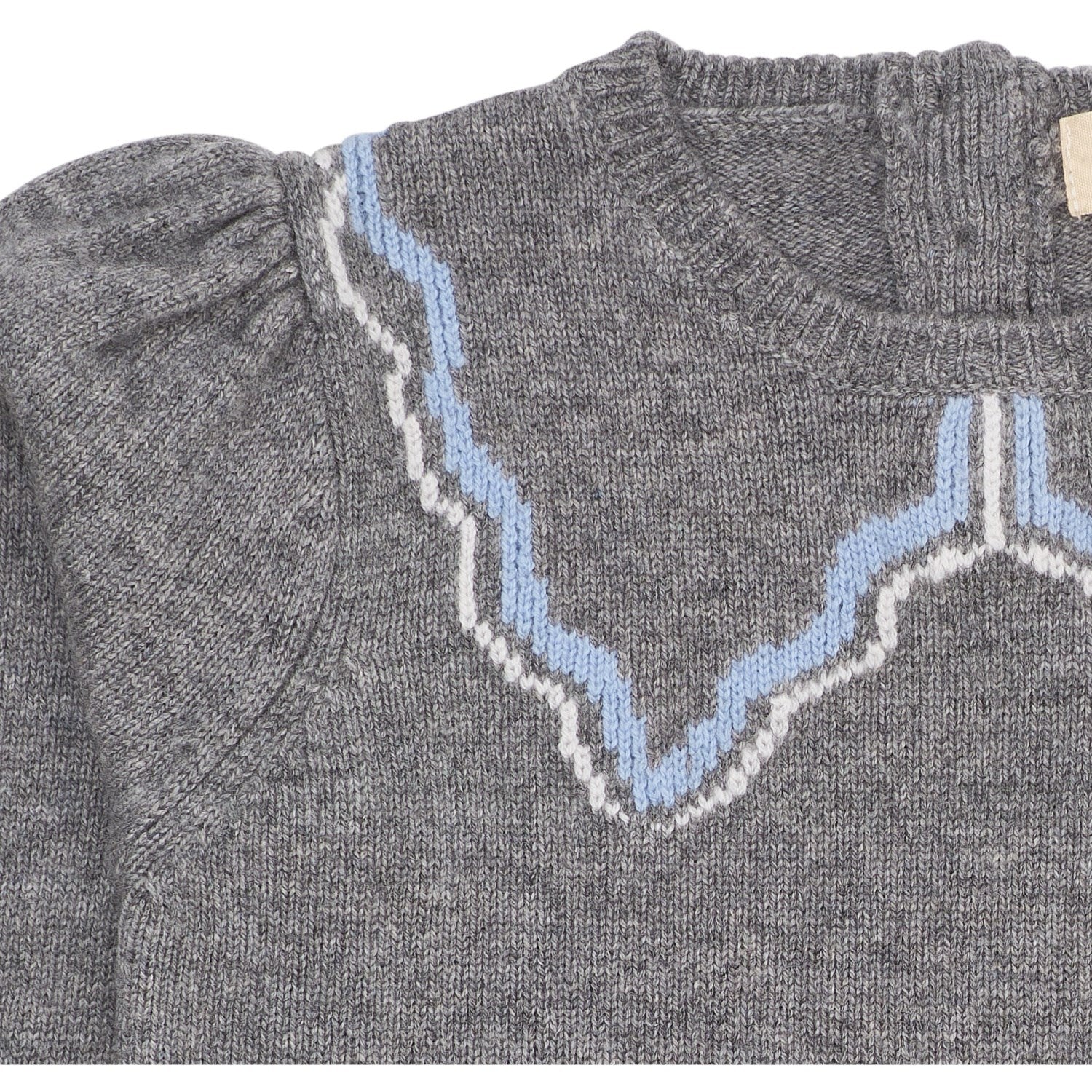 COPENHAGEN COLORS Dk Grey/Blue Comb. Cashmere Blouse W. Collar Deco - Image 5