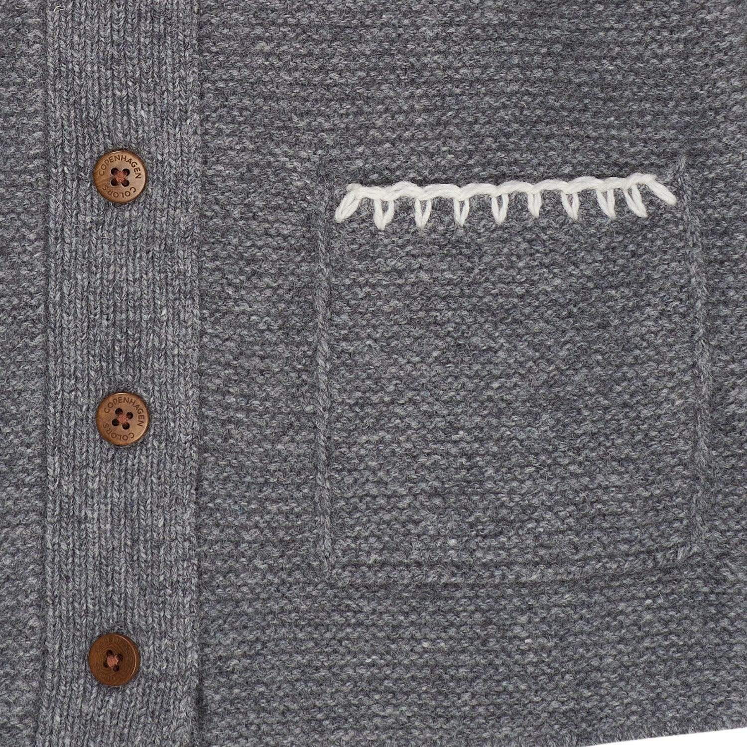 COPENHAGEN COLORS Dk Grey/Cream Comb. Lambswool Cardigan W. Collar - Image 6