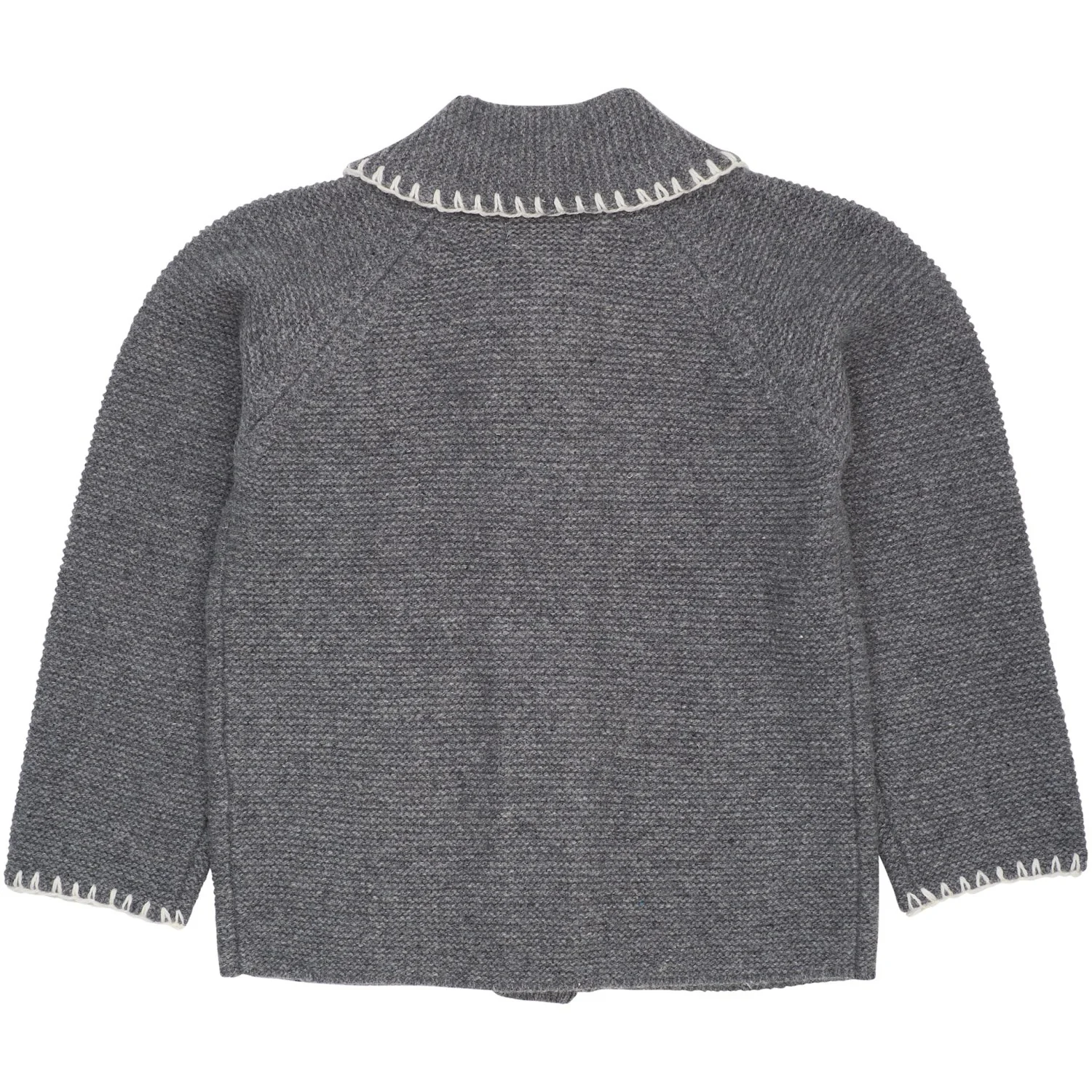 COPENHAGEN COLORS Dk Grey/Cream Comb. Lambswool Cardigan W. Collar - Image 7
