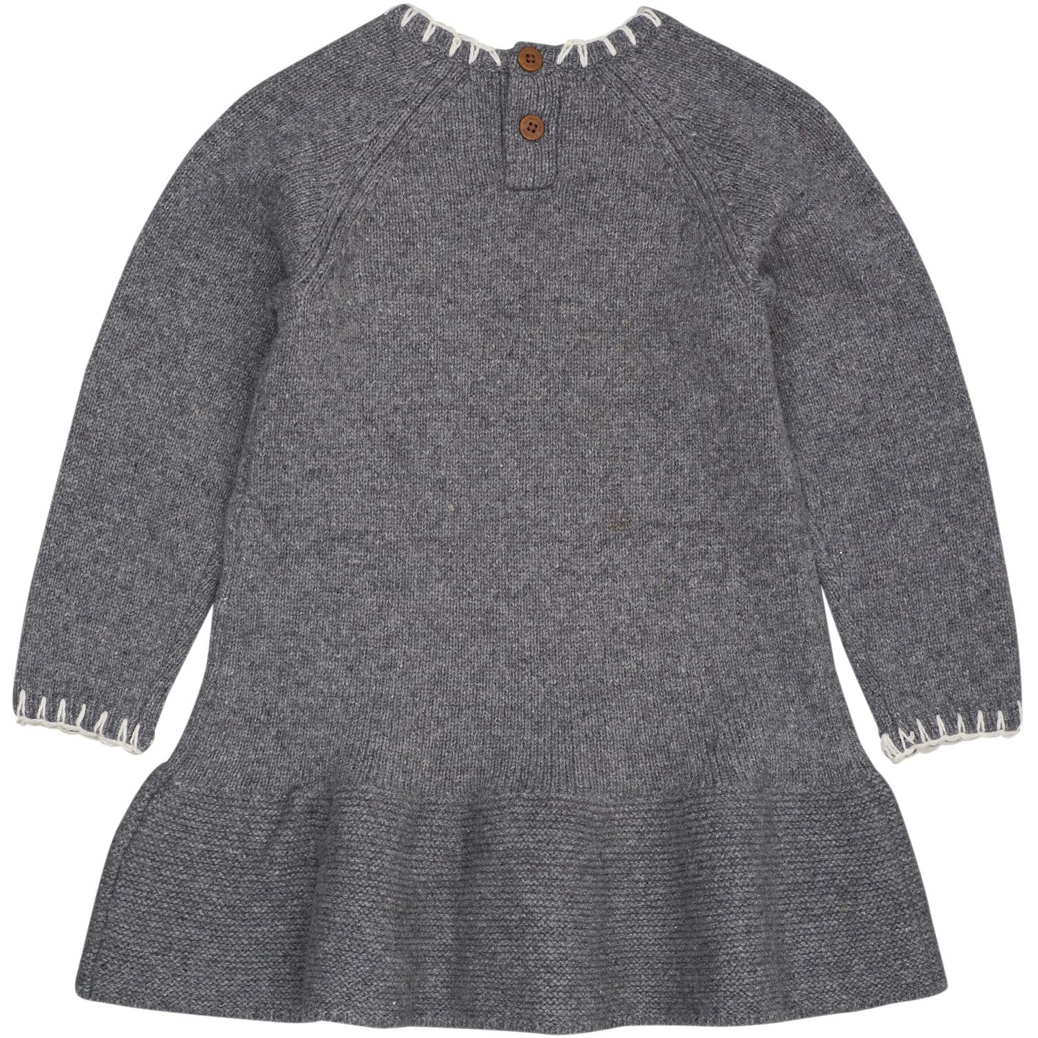 COPENHAGEN COLORS Dk Grey/Cream Comb. Lambswool Dress W. Bow - Image 7