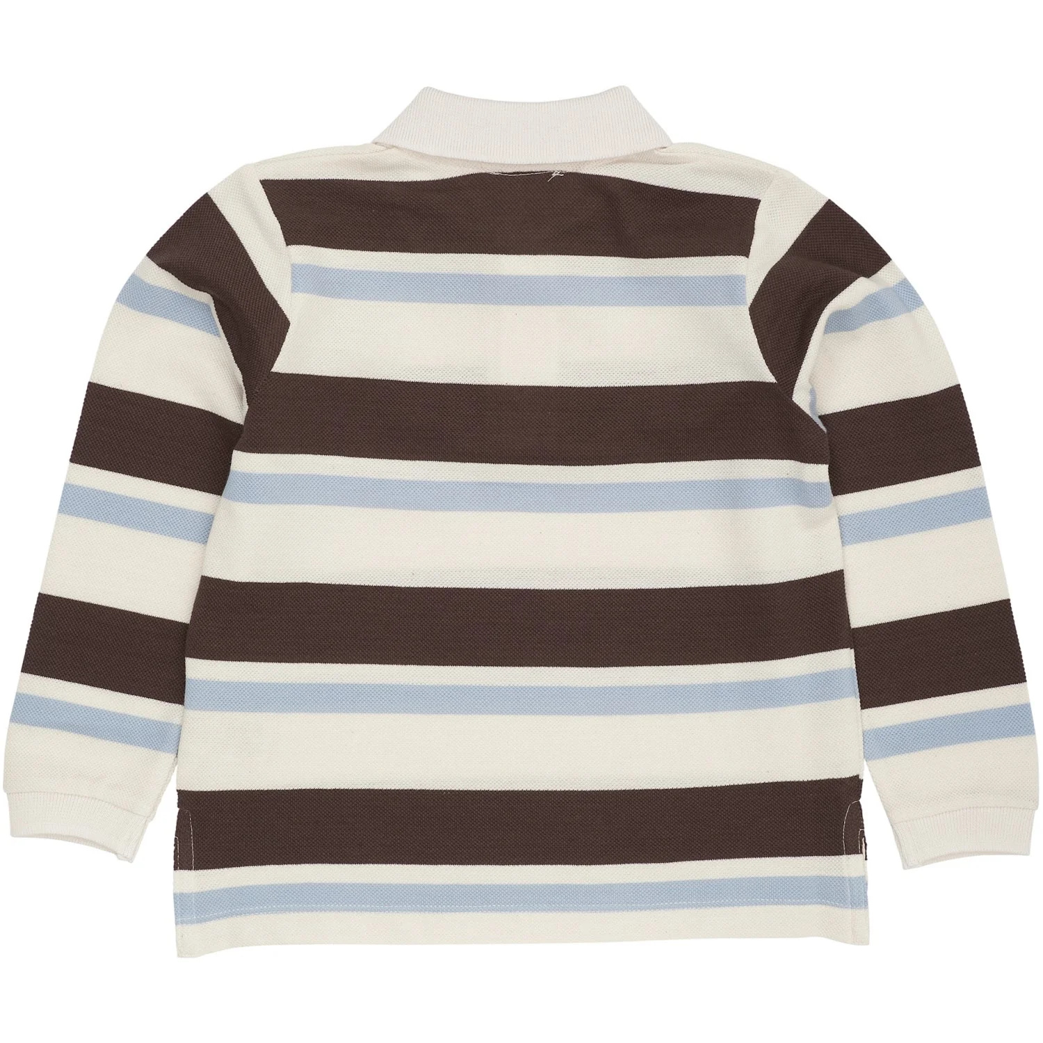 COPENHAGEN COLORS Dusty Blue Combi Striped Pique Polo Blouse - Image 6