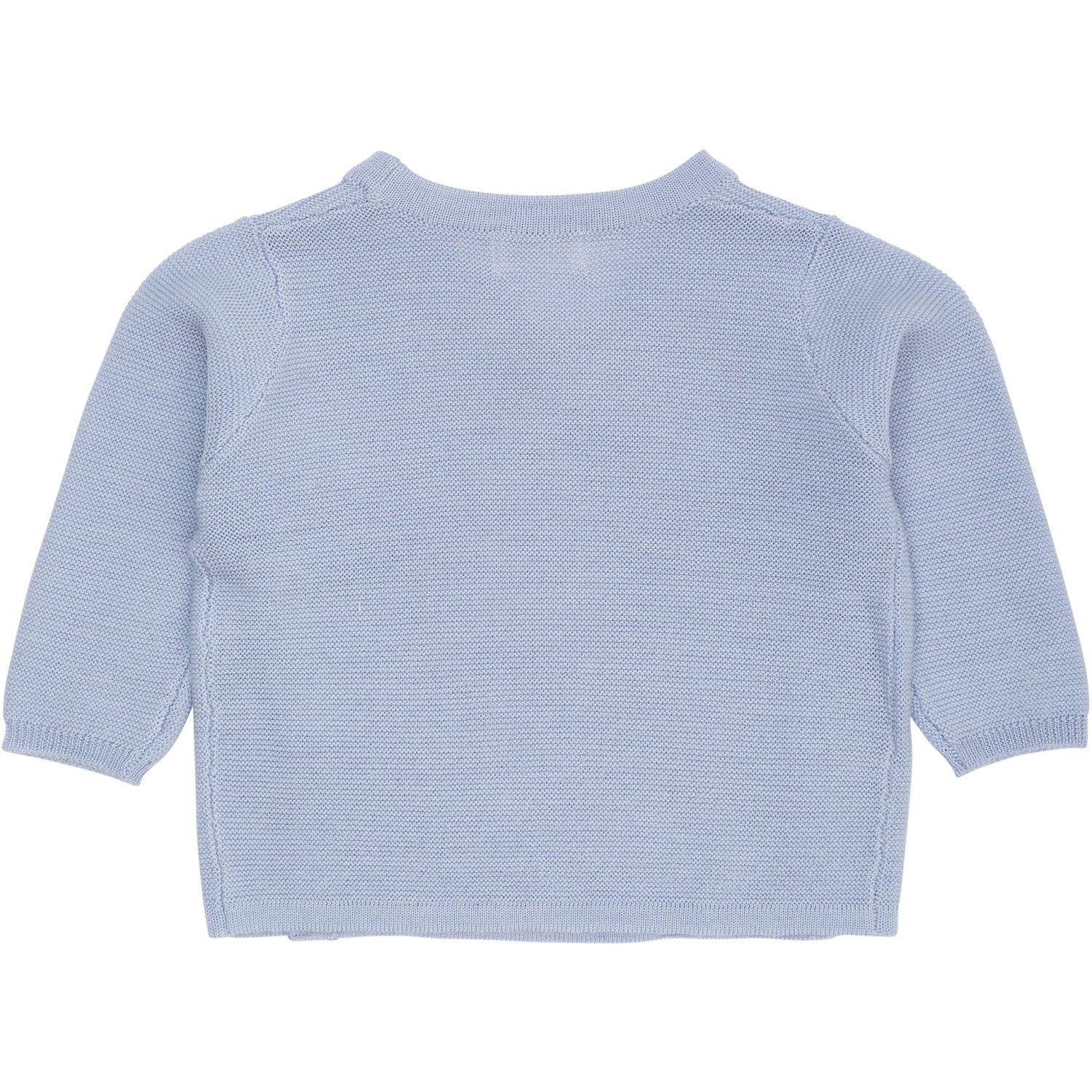 COPENHAGEN COLORS Dusty Blue Merino Baby Cross-Over Cardigan In Garter Stitch - Image 2