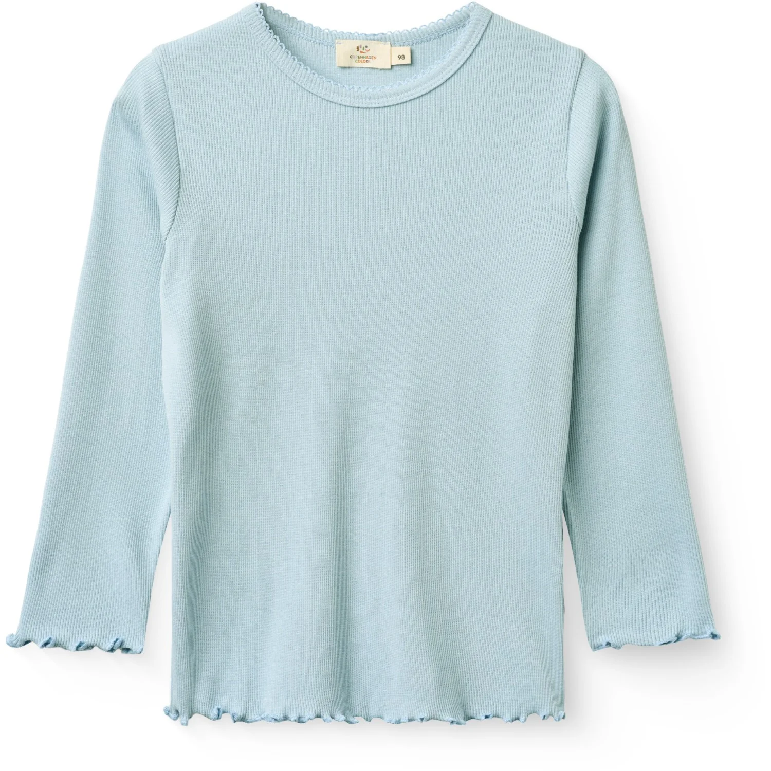 COPENHAGEN COLORS Dusty Blue Modal Rib Ls Tee W. Picot
