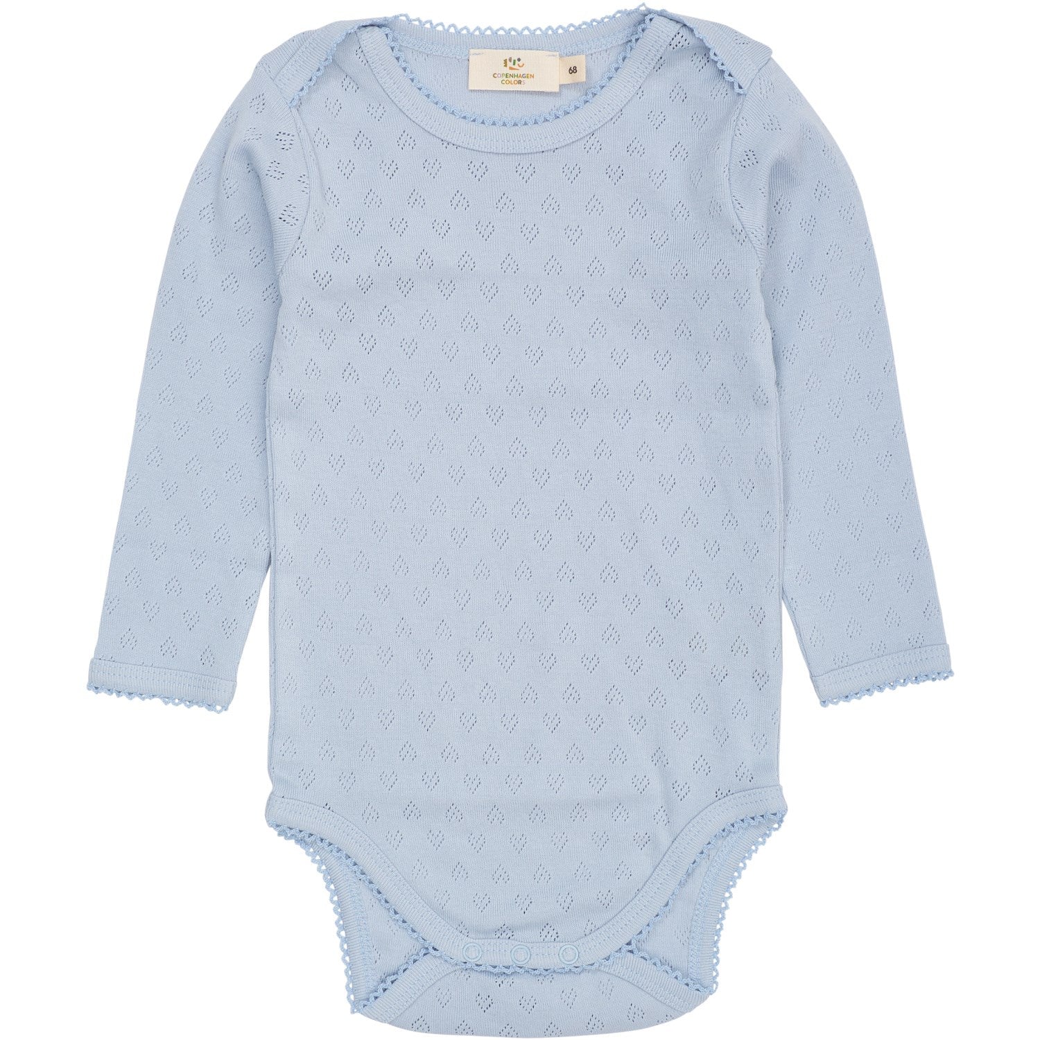COPENHAGEN COLORS Dusty Blue Pointelle Heart Lapneck Body Ls - Image 3