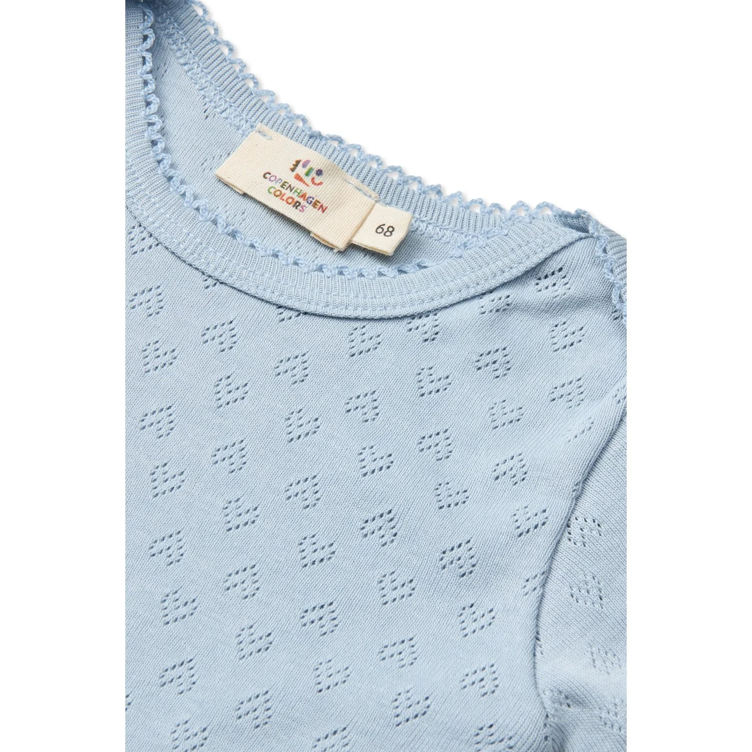 COPENHAGEN COLORS Dusty Blue Pointelle Heart Lapneck Body Ss - Image 2