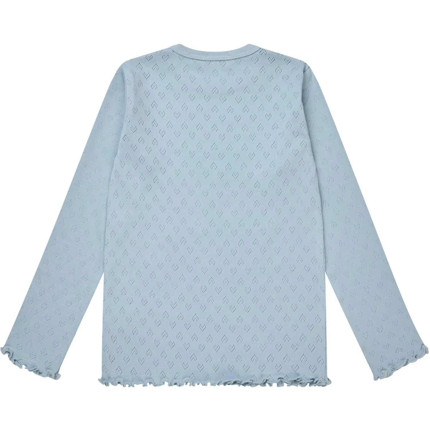 COPENHAGEN COLORS Dusty Blue Pointelle Heart Ls Tee - Image 3
