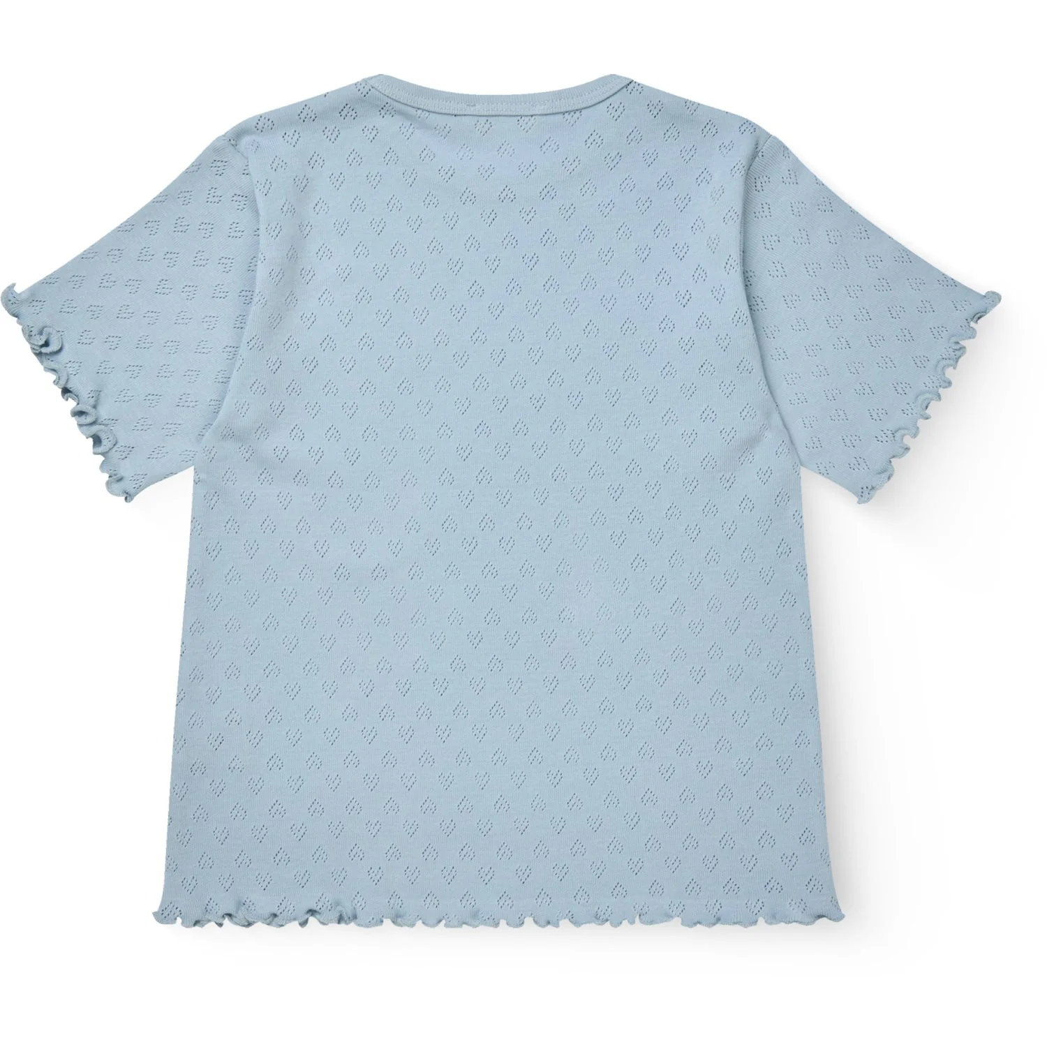 COPENHAGEN COLORS Dusty Blue Pointelle Heart T-Shirt - Image 3