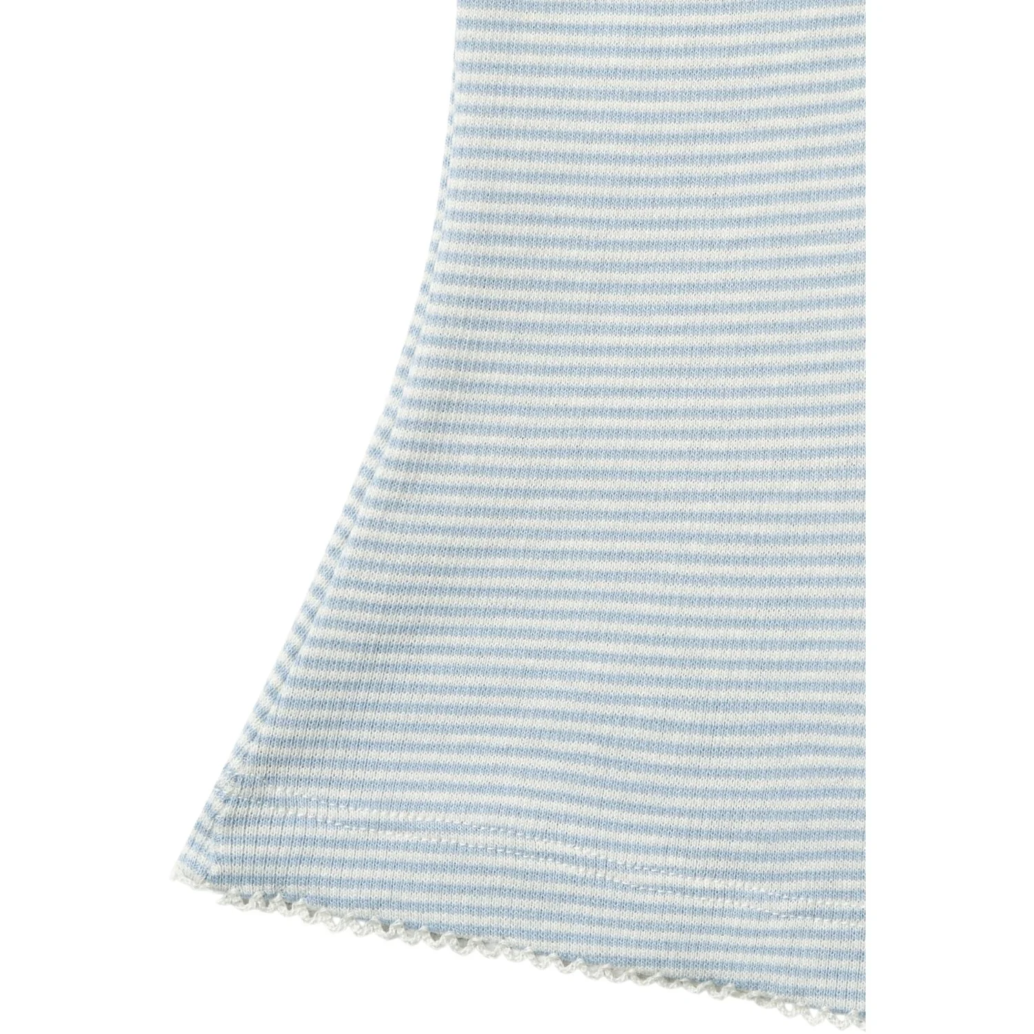 COPENHAGEN COLORS Dusty Blue Stripe Stripe Modal Rib Flare Pant W. Picot & Bow - Image 2