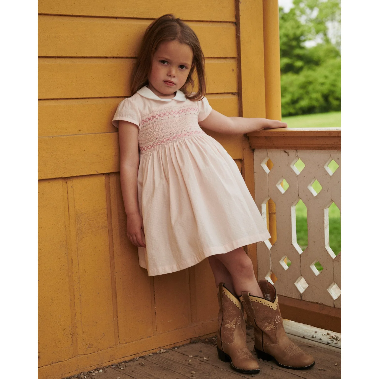 COPENHAGEN COLORS Dusty Rose Comb. Smock Dress W. Emb. - Image 2