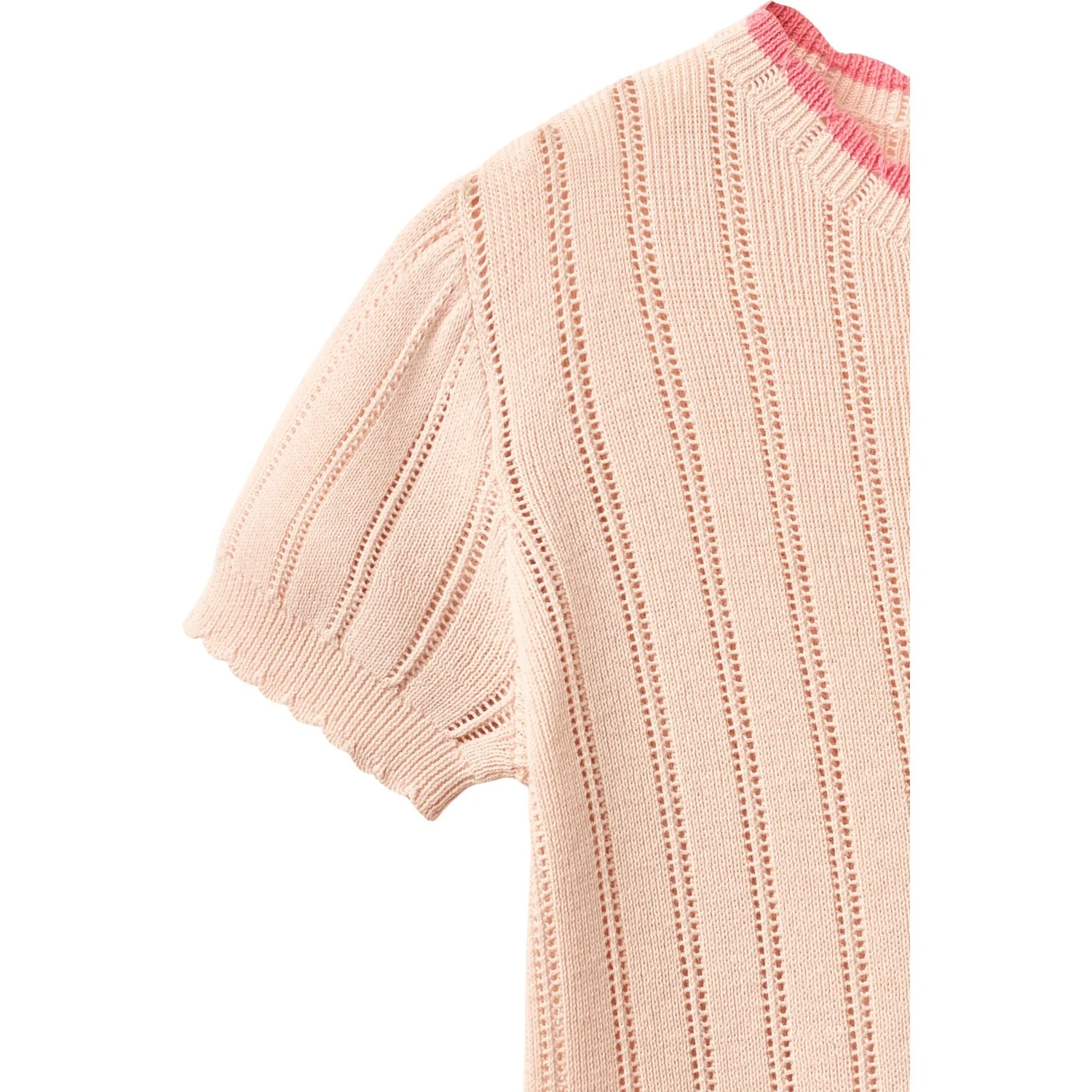COPENHAGEN COLORS Dusty Rose Knitted Pointelle Ss Blouse - Image 2