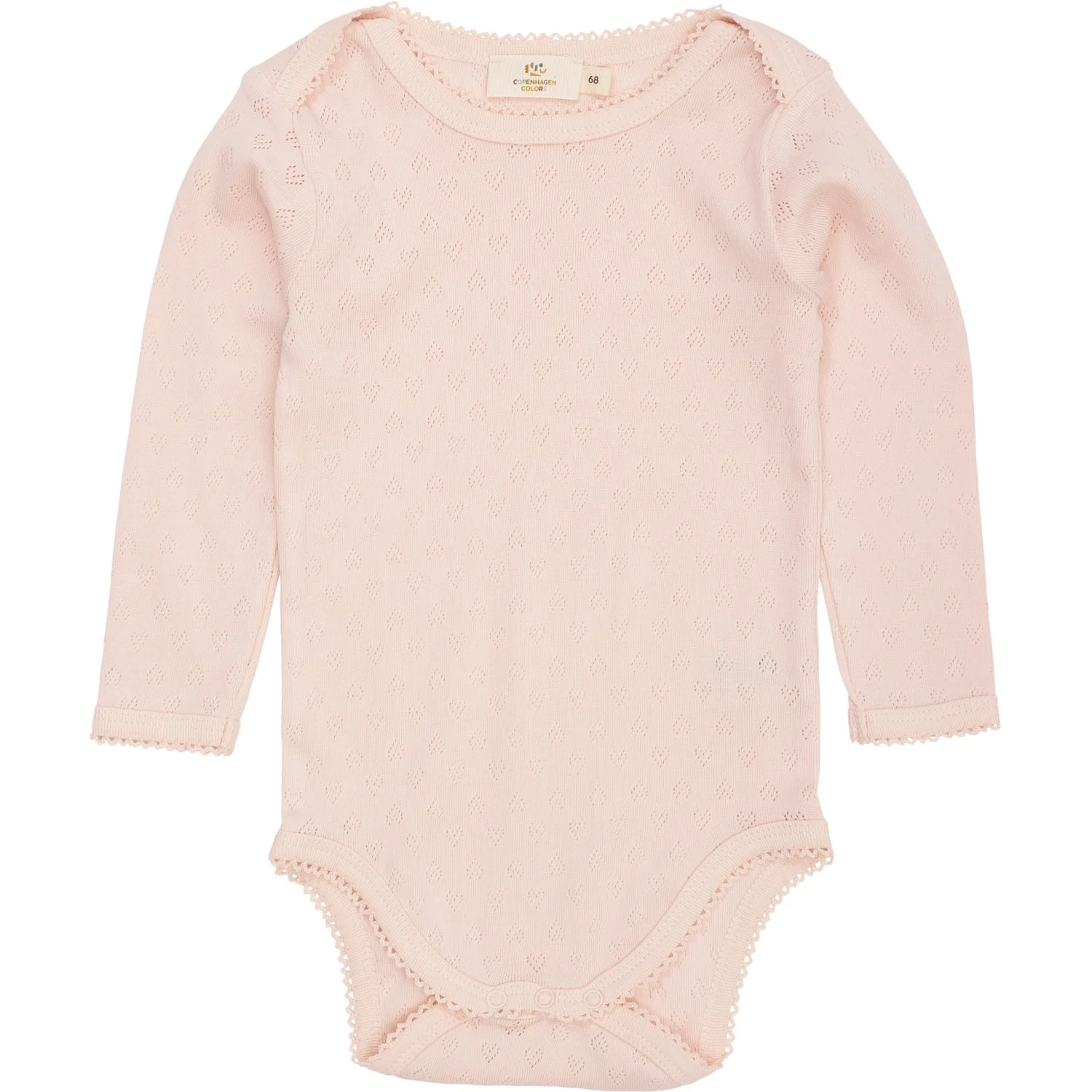 COPENHAGEN COLORS Dusty Rose Pointelle Heart Lapneck Body Ls - Image 3