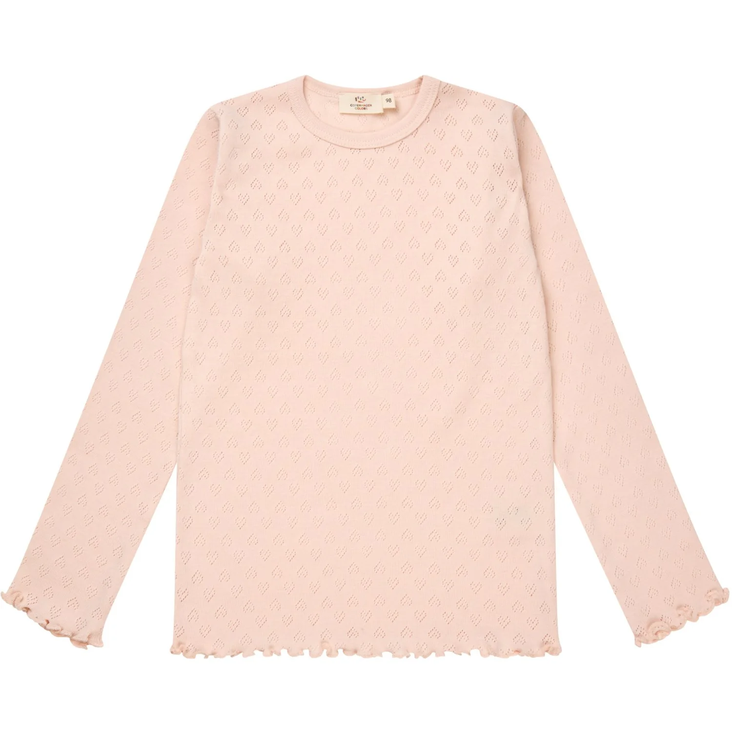 COPENHAGEN COLORS Dusty Rose Pointelle Heart Ls Tee
