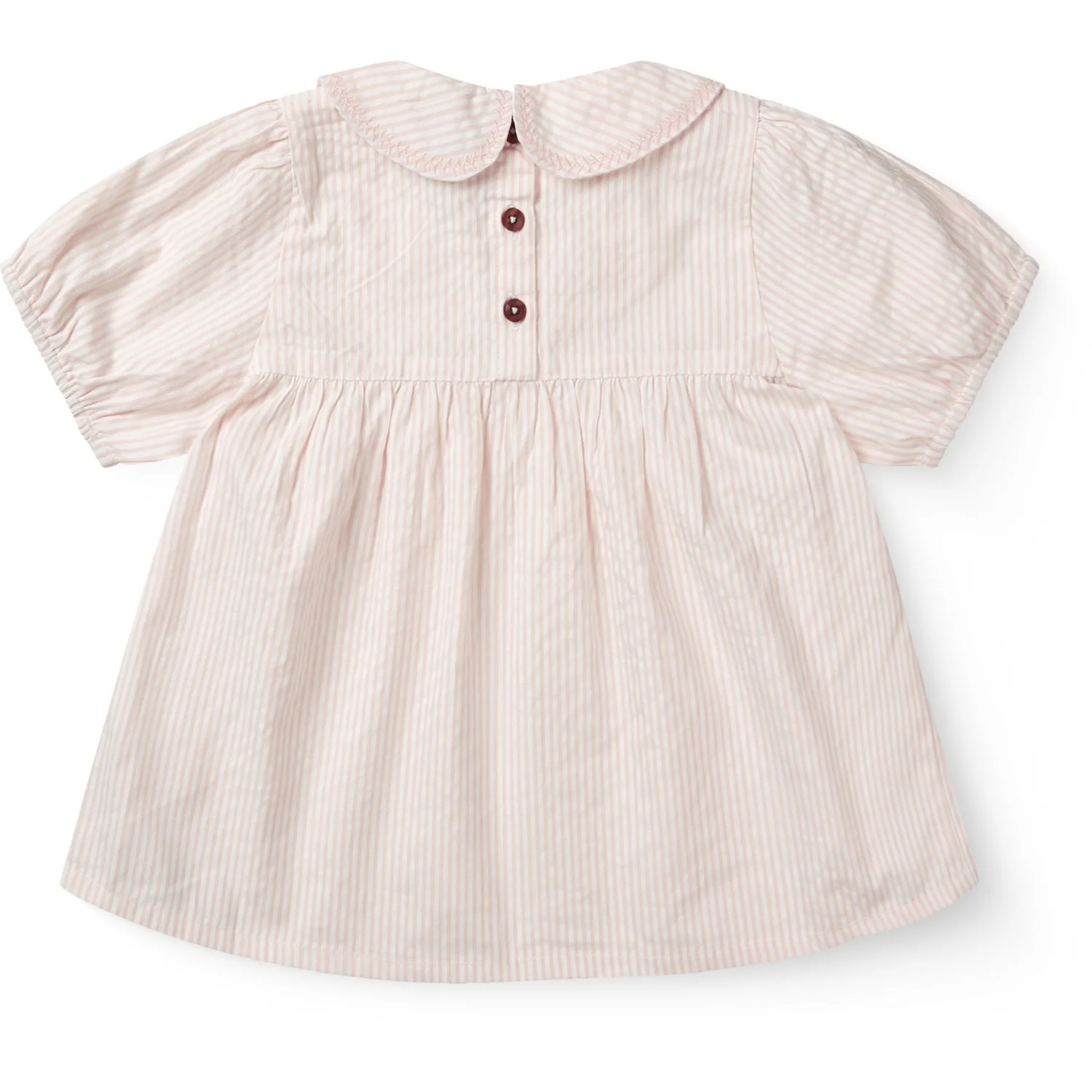 COPENHAGEN COLORS Dusty Rose W Cream Stripe Seersucker Blouse W. Collar - Image 9