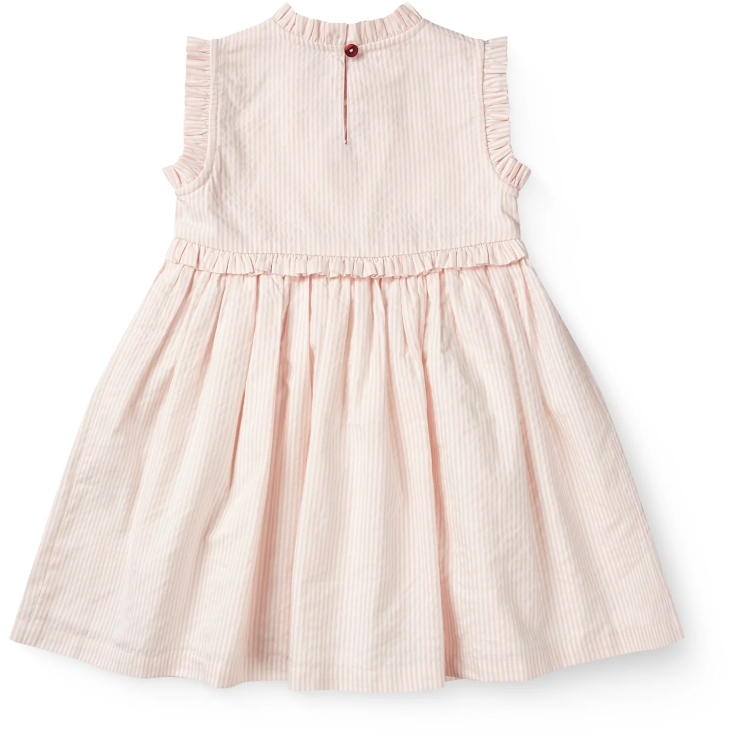 COPENHAGEN COLORS Dusty Rose W Cream Stripe Seersucker Dress W. Ruffles And Emb. - Image 8