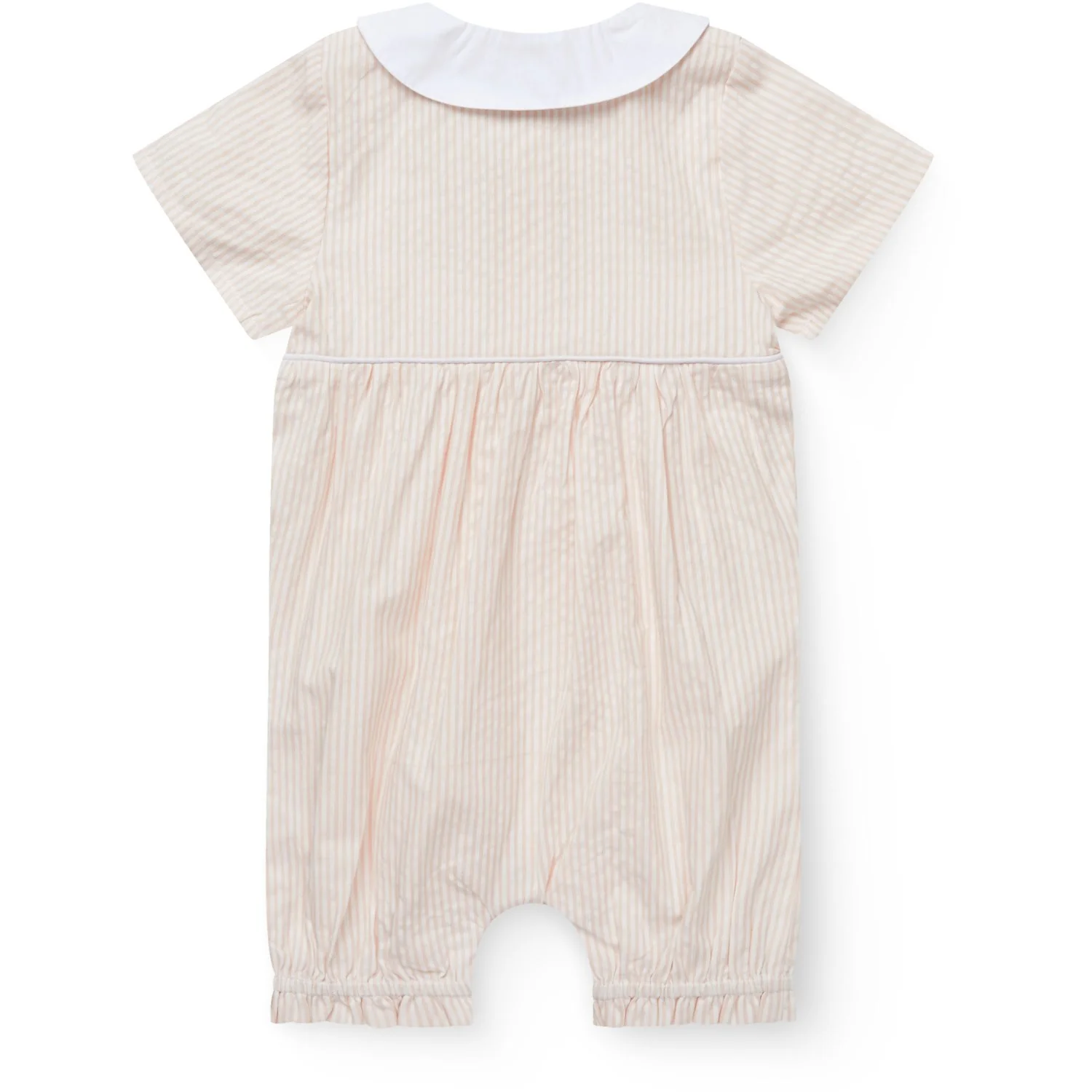 COPENHAGEN COLORS Dusty Rose W Cream Stripe Seersucker Romper W. Collar - Image 4