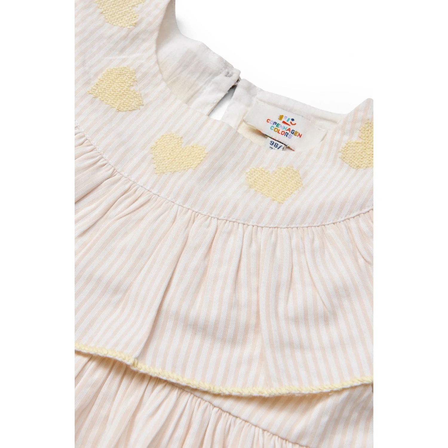 COPENHAGEN COLORS Dusty Rose W Cream Stripe W Yellow Seersucker Dress W. Heart - Image 6