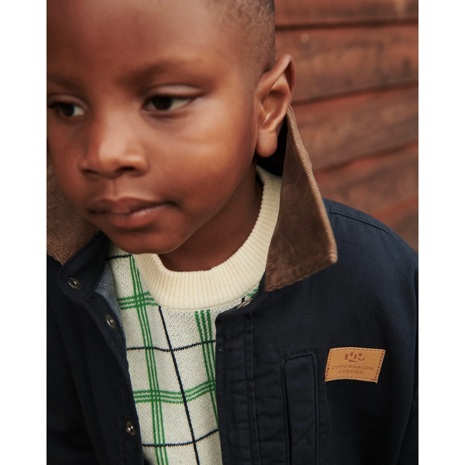 COPENHAGEN COLORS Green Comb. Knitted Jacquard Check Blouse - Image 3