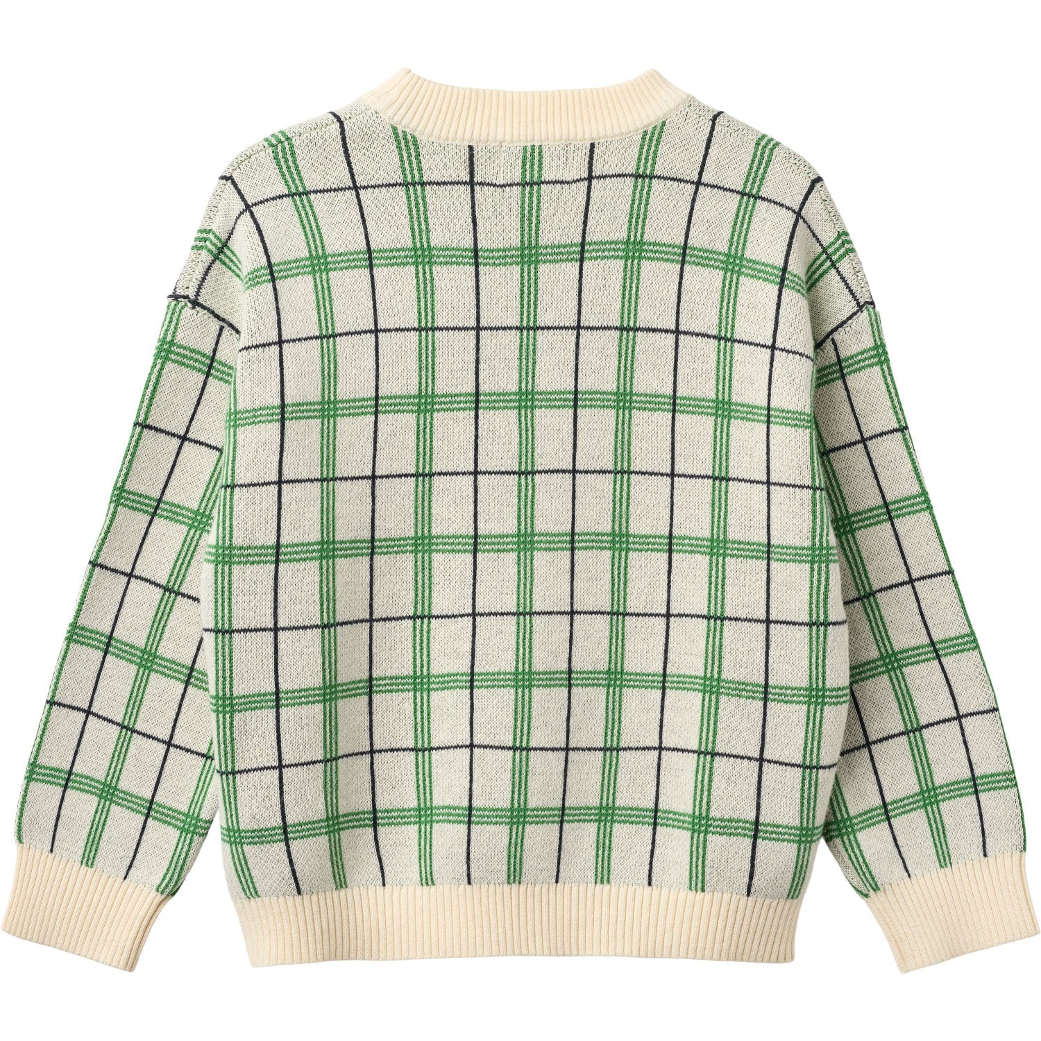 COPENHAGEN COLORS Green Comb. Knitted Jacquard Check Blouse - Image 6
