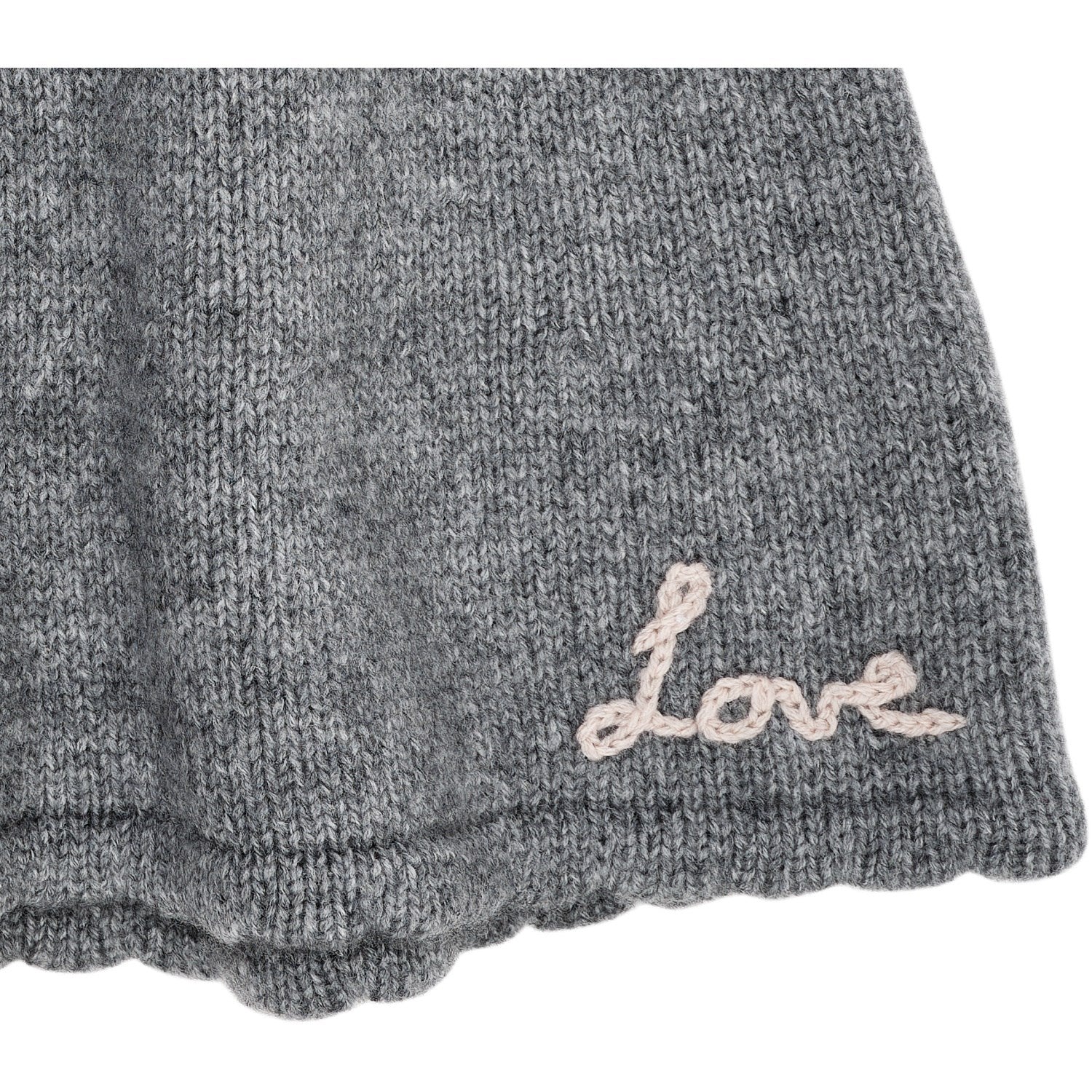 COPENHAGEN COLORS Grey Mel Cashmere Skirt W. Emb - Image 4