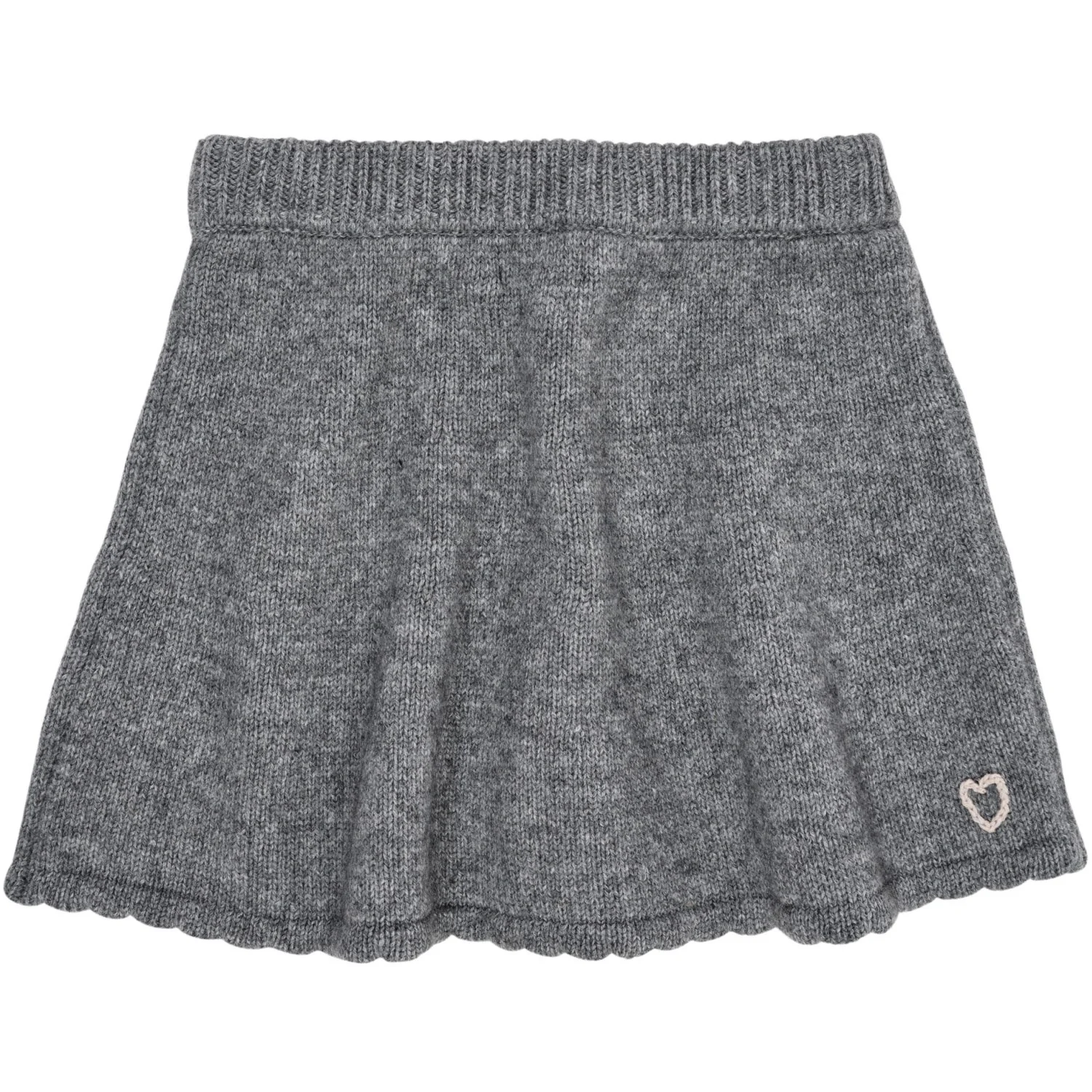 COPENHAGEN COLORS Grey Mel Cashmere Skirt W. Emb - Image 5