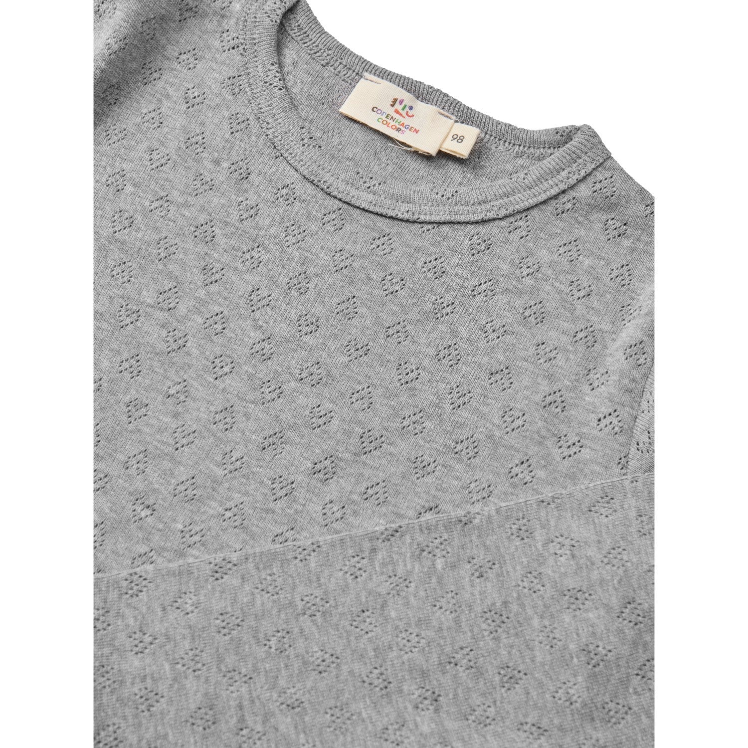 COPENHAGEN COLORS Grey Mel. Pointelle Heart Ls Tee - Image 2
