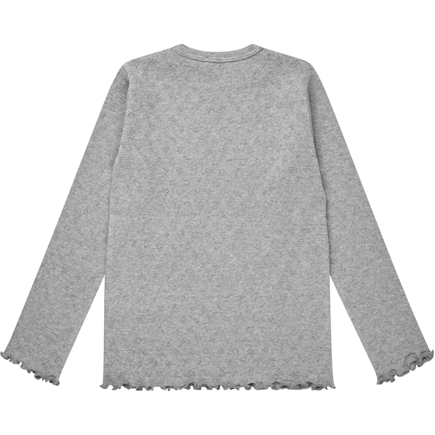 COPENHAGEN COLORS Grey Mel. Pointelle Heart Ls Tee - Image 3