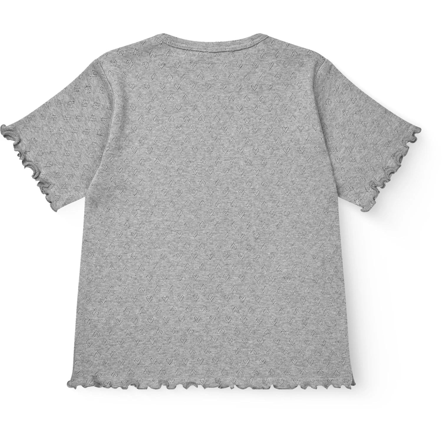 COPENHAGEN COLORS Grey Mel. Pointelle Heart T-Shirt - Image 3