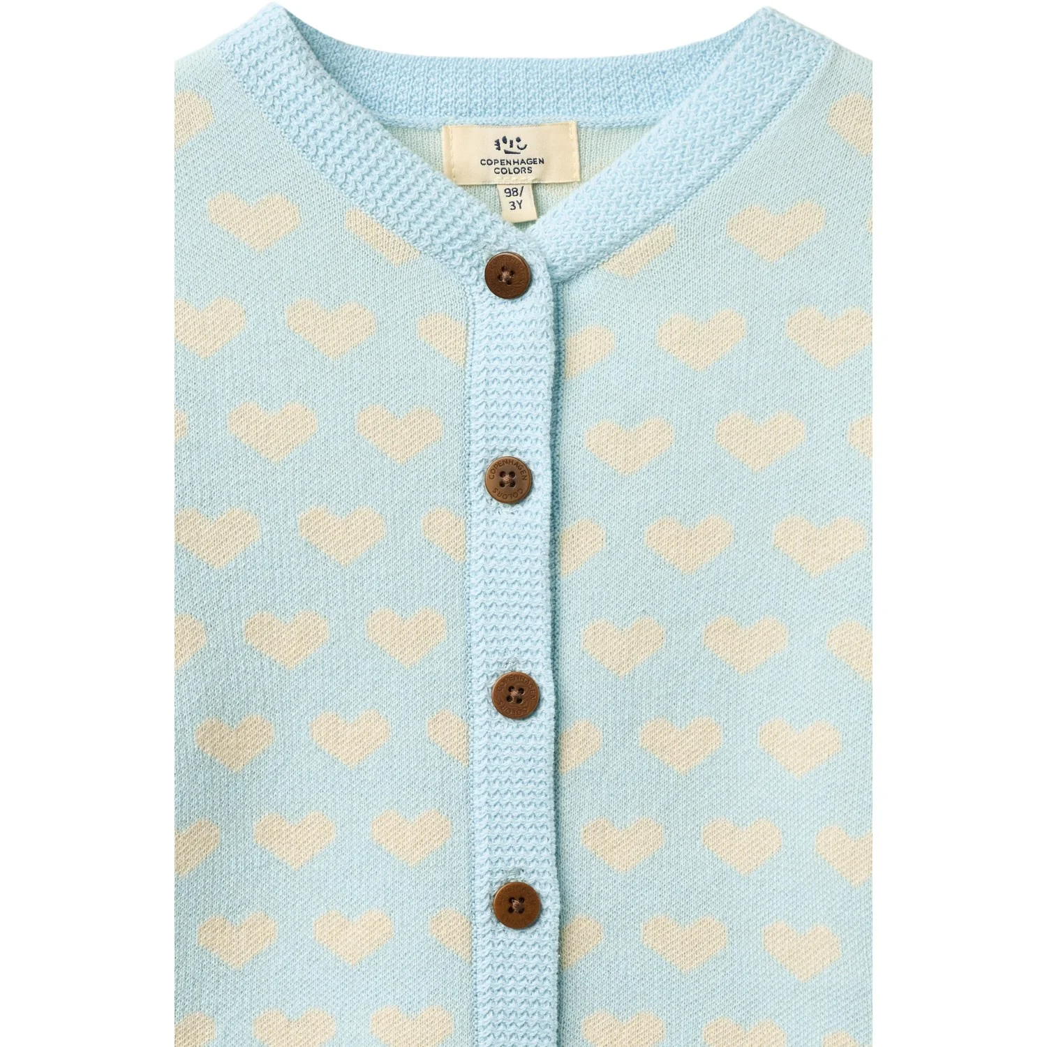 COPENHAGEN COLORS Ice Blue Comb Heart Cardigan W. Crochet Edge - Image 2