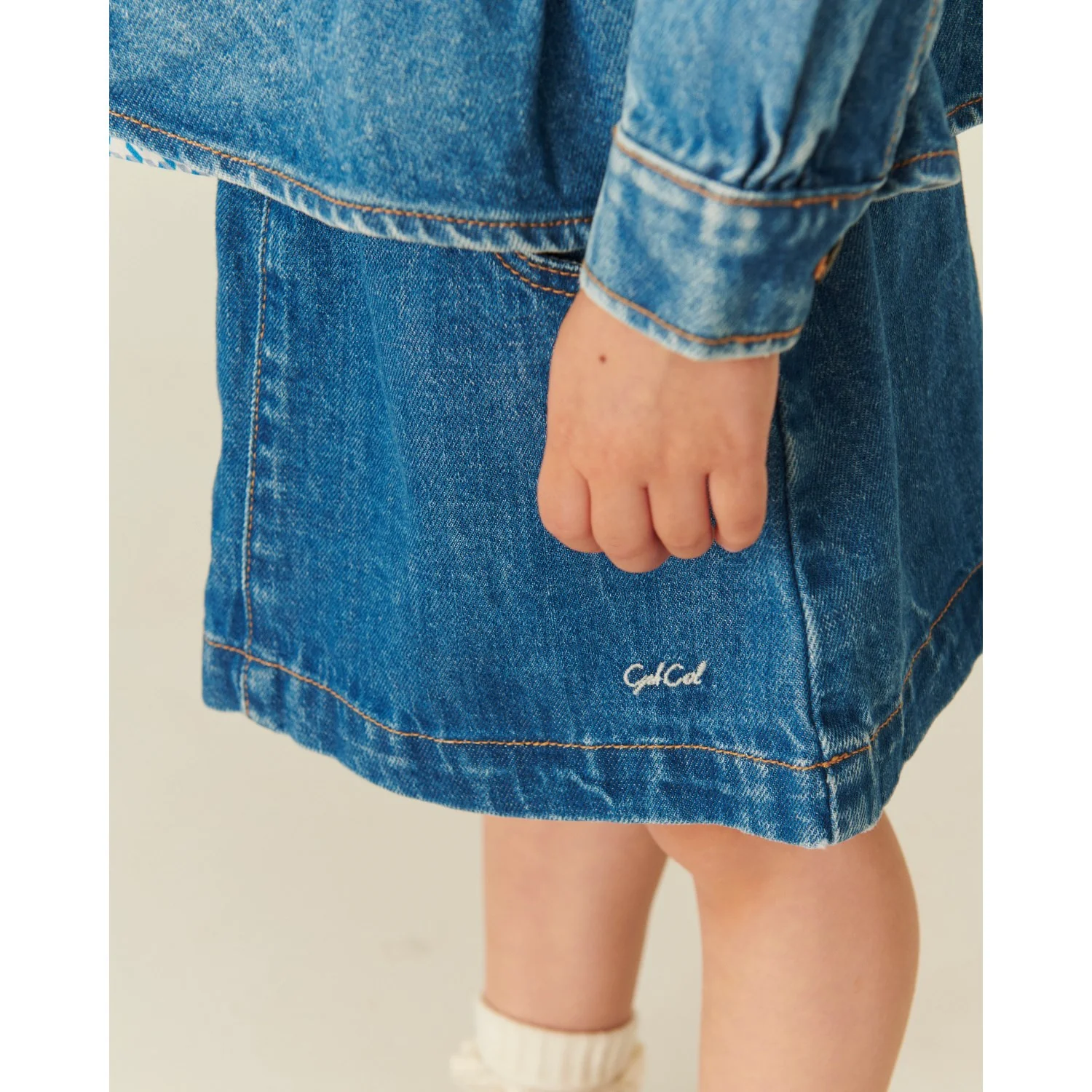 COPENHAGEN COLORS Indigo Blue Washed Organic Pocket Skirt - Image 2