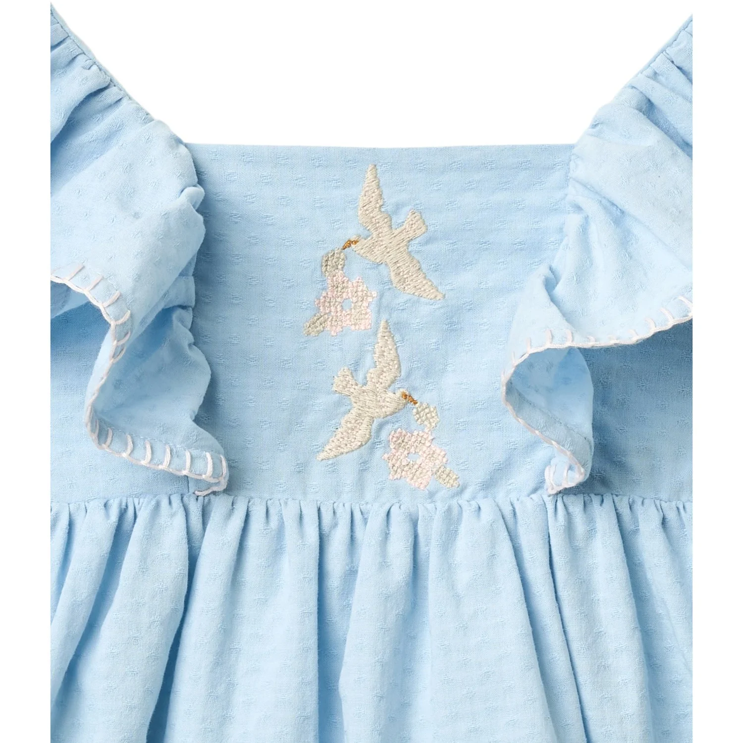 COPENHAGEN COLORS Lt. Blue Comb. Dress W. Frill & Emb. - Image 5