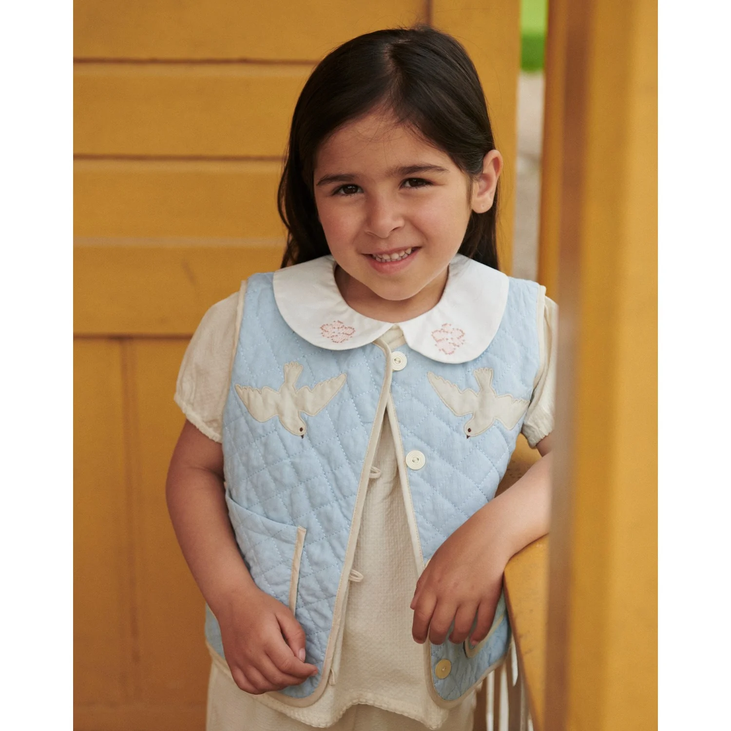 COPENHAGEN COLORS Lt. Blue Comb. Quilted Vest - Image 2